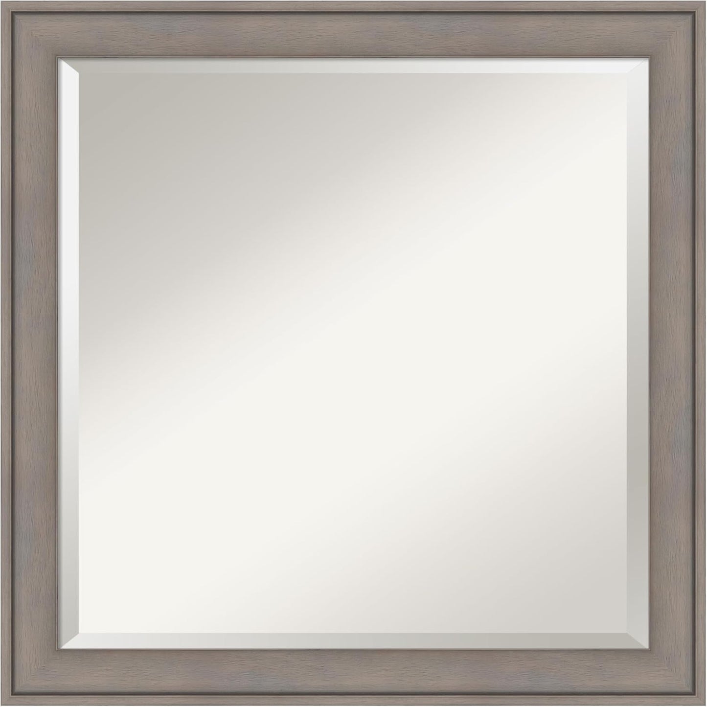 Amanti Art Grey Wall Mirror 24x24 Greywash Square Bathroom Mirror for Wall Decor Living Room, Medium Country Rustic Wood Frame, Hangs Horizonally and Vertically, Bathroom Decor, Beveled Edge