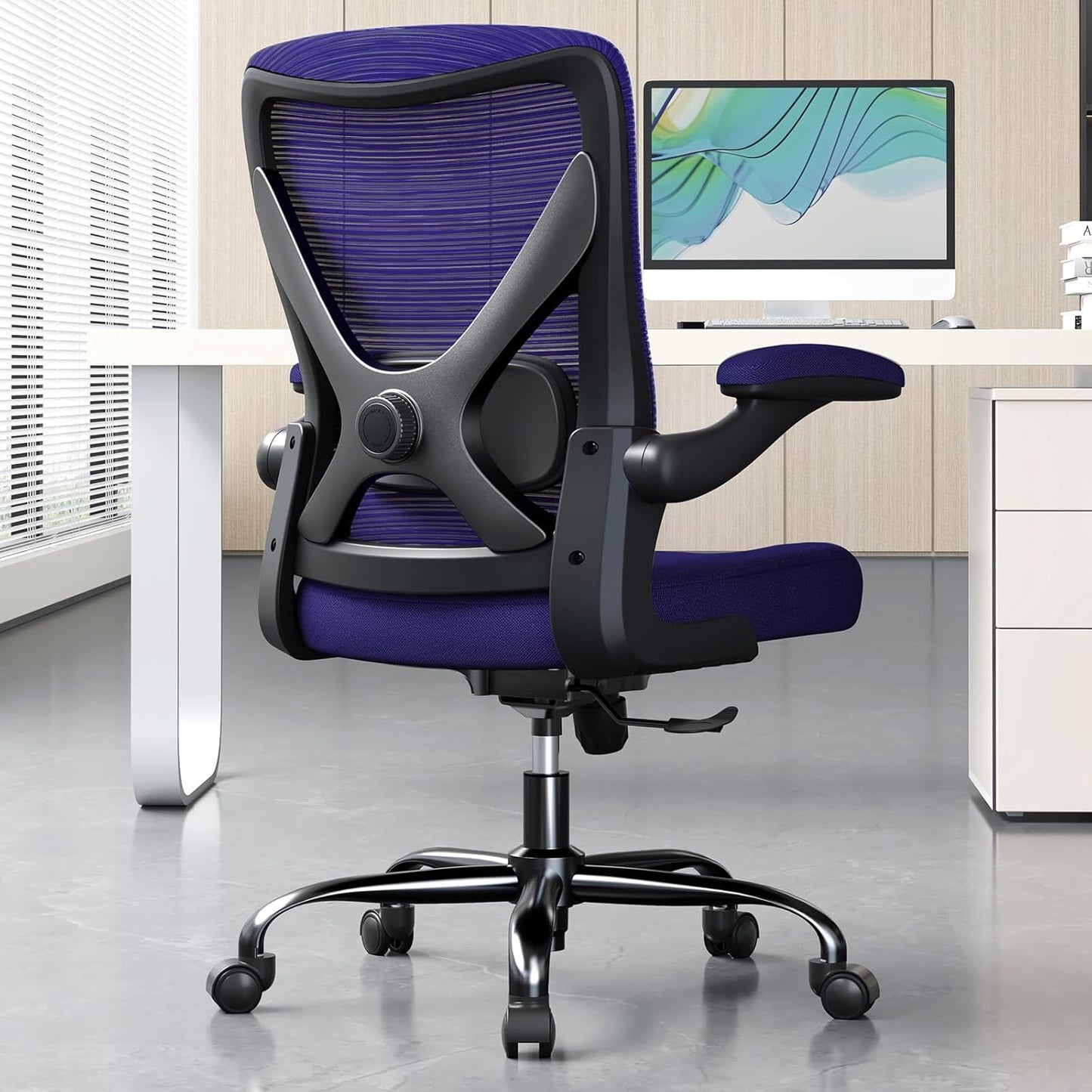 Ergonomic Office Chair - X-Shaped Computer Desk Chair Comfy, Gaming Chair, Office Chair with Lumbar Support, Mesh Office Chairs, Desk Chair for Long Hours(Black Purple)
