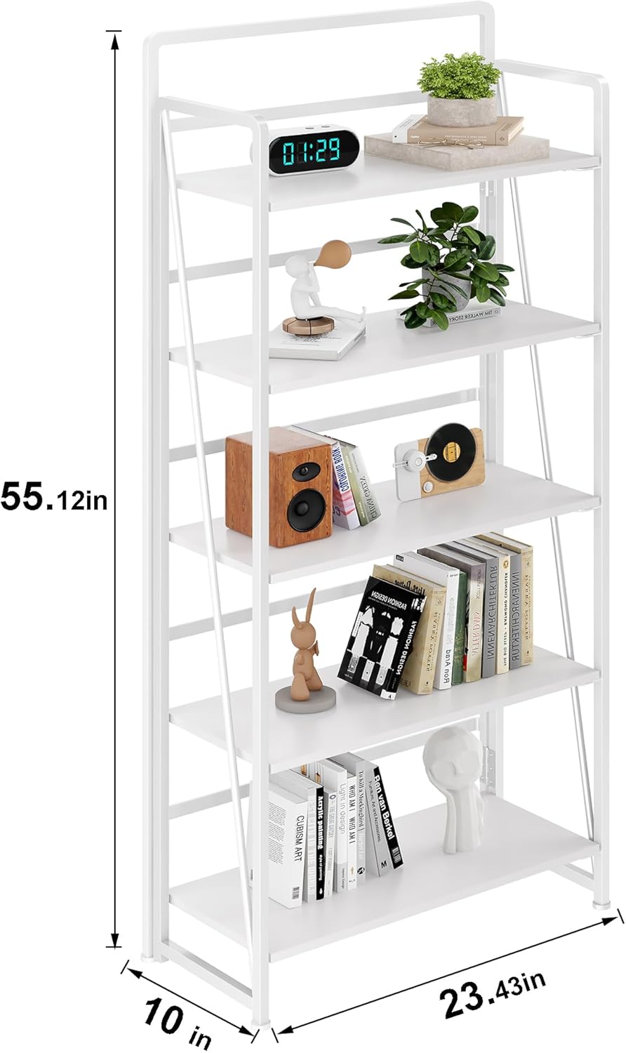 BHG No Assembly Folding Bookshelf for Living Room,Collapsible Book Shelf for Home Office, Portable Bookcase Storage Organizer Rack Shelves