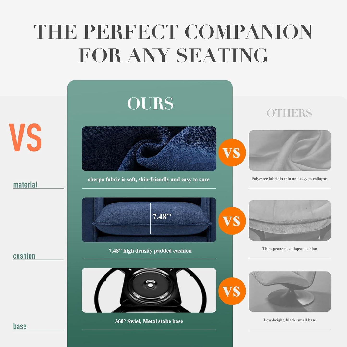 COLAMY Swivel Accent Chair, 34in Living Room Chair Upholstered Armchair with Back Pillow Modern Comfy Sofa Chair for Bedroom/Corner/Reading, Blue