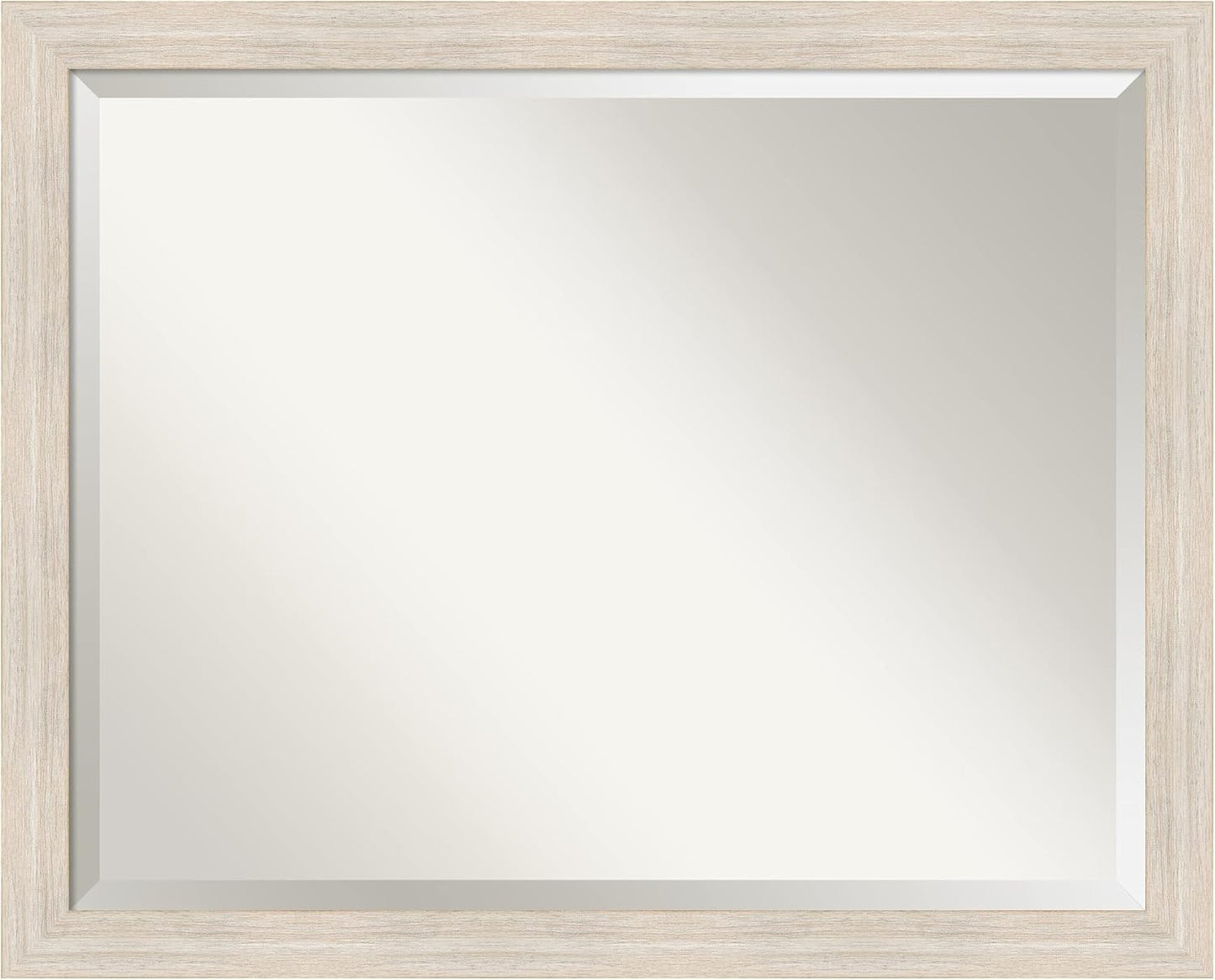 Amanti Art White Bathroom Mirror for Over Sink, 25x31 Hardwood White Wash Narrow Rectangle Vanity Mirror, Large Rustic Farmhouse Wood Frame, Hangs Horizonally and Vertically, Bathroom Wall Decor