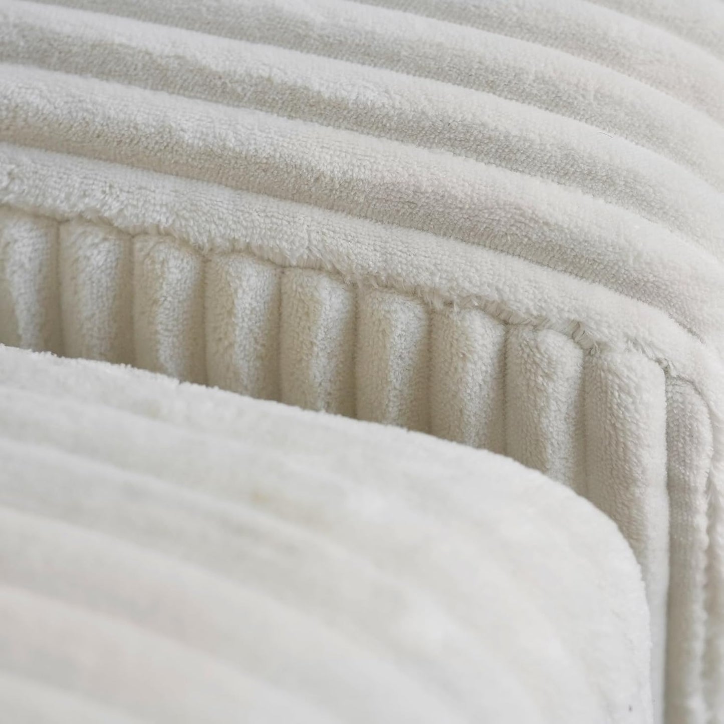 Acanva Convertible Modular Sectional Sofa with Movable Ottomans, Free Combination Corduroy Couch for Living Room Apartments, L-Shaped, White