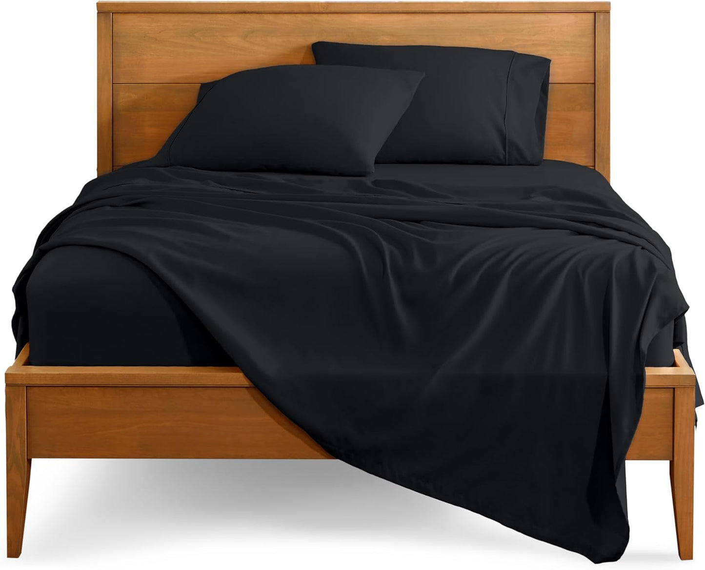 Bare Home Split King Sheet Set - 1800 Ultra-Soft Microfiber Bed Sheets - Double Brushed - Deep Pockets - Easy Fit - 5 Piece Set - Bed Sheets & Pillowcases (Split King, Black)