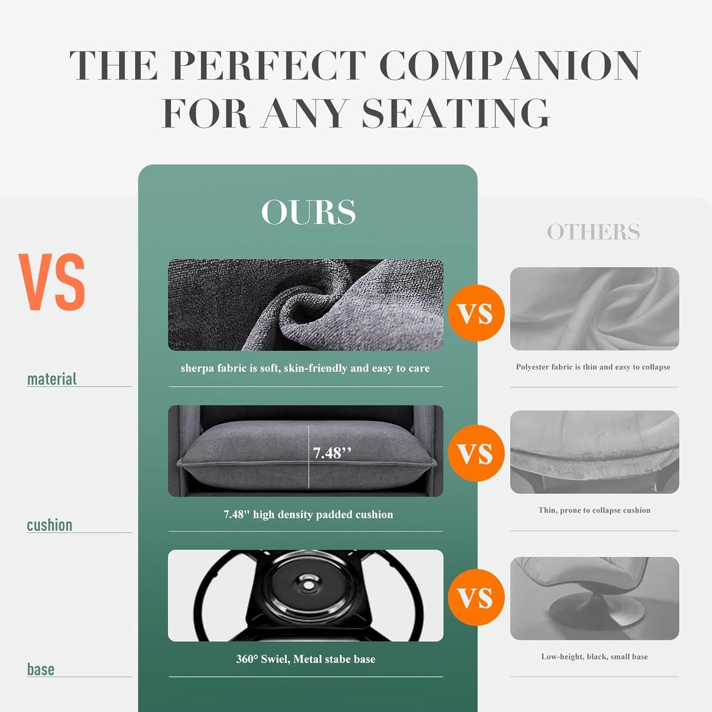 Swivel Accent Chair, 34 Inches Wide Upholstered Arm Chair with Plump Back Pillow, Modern Sofa Living Room Chair for Bedroom, Corner, Reading Nook-Grey