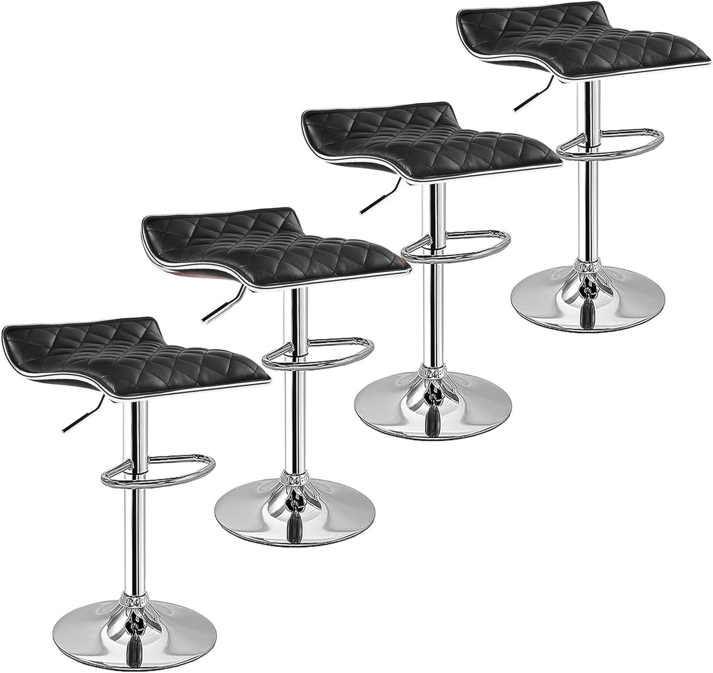 VECELO Bar Stools Set of 4, Adjustable Bar Stools, Bar Height Stools for Kitchen Counter