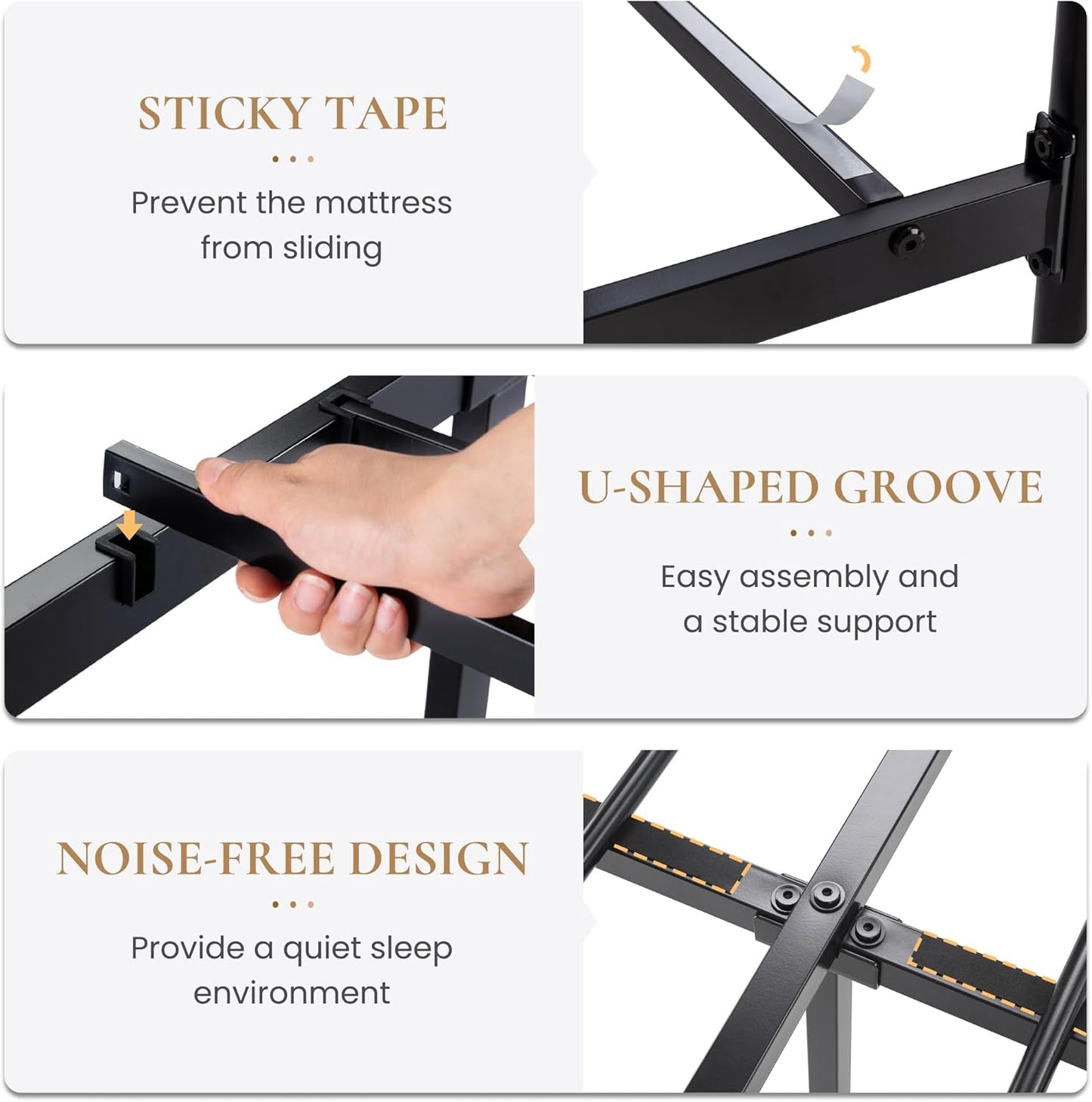 SHA CERLIN 14 Inches Full Size Metal Platform Bed Frame/Vintage Iron-Art Headboard and Footboard/Mattress Foundation for Storage/No Box Spring Needed/Noise-Free/Easy Assembly/Black