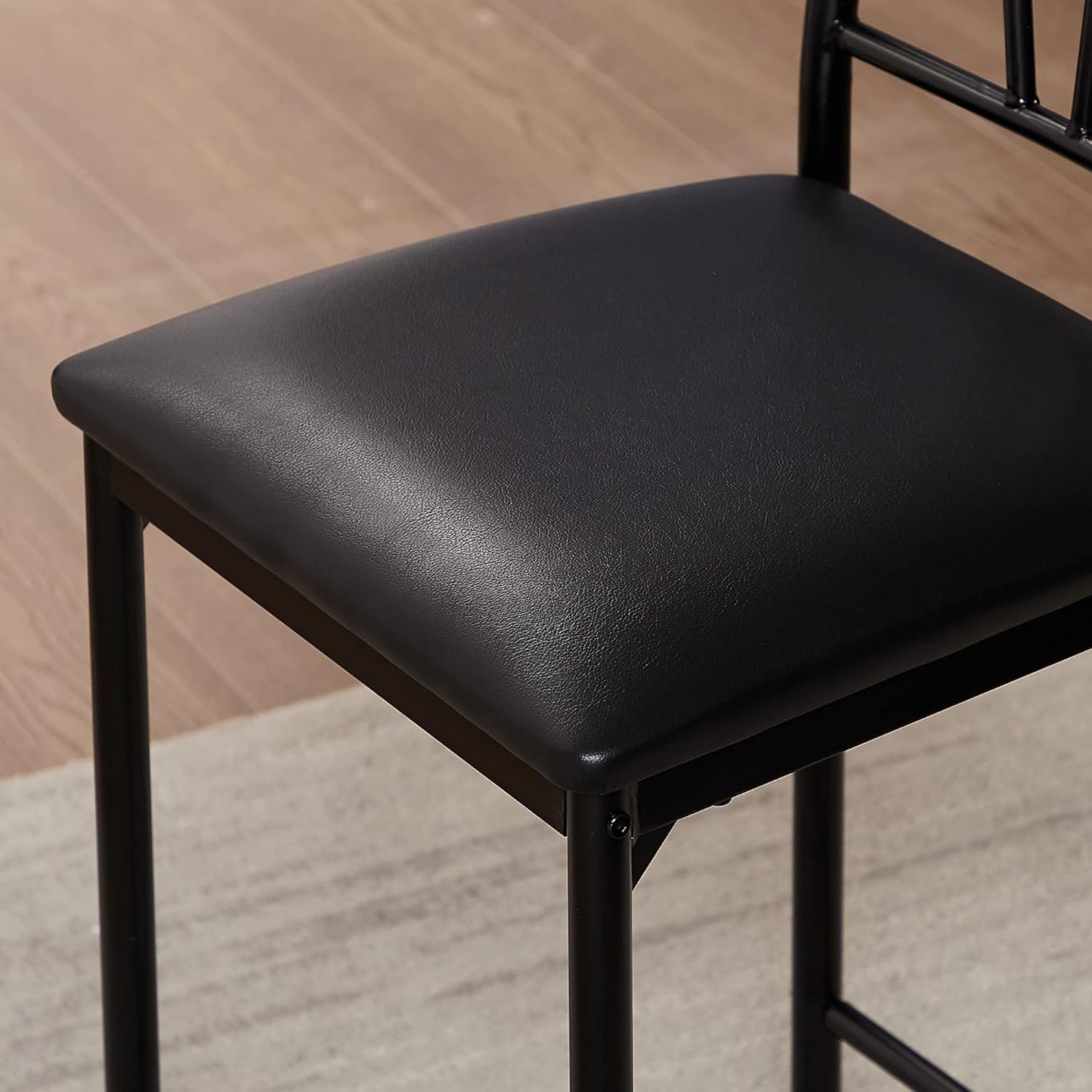 VECELO Small Bar Table and Chairs Tall Kitchen Breakfast Nook with Stools/Dining Set for 2, Storage Shelves, Space-Saving, Black