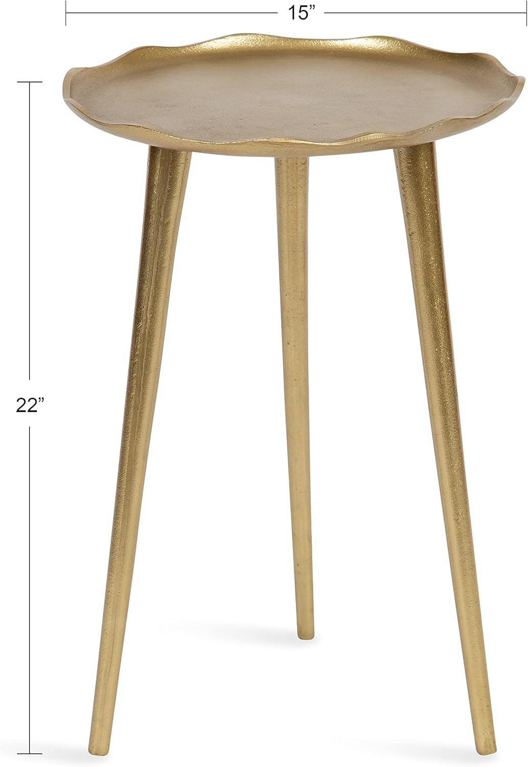 Kate and Laurel Alessia Modern Round Metal Side Table; 15 x 15 x 22; Gold; Decorative Glam Cast Aluminum End Table with Deckled Edge for Bedroom Nightstand or Living Room Accent