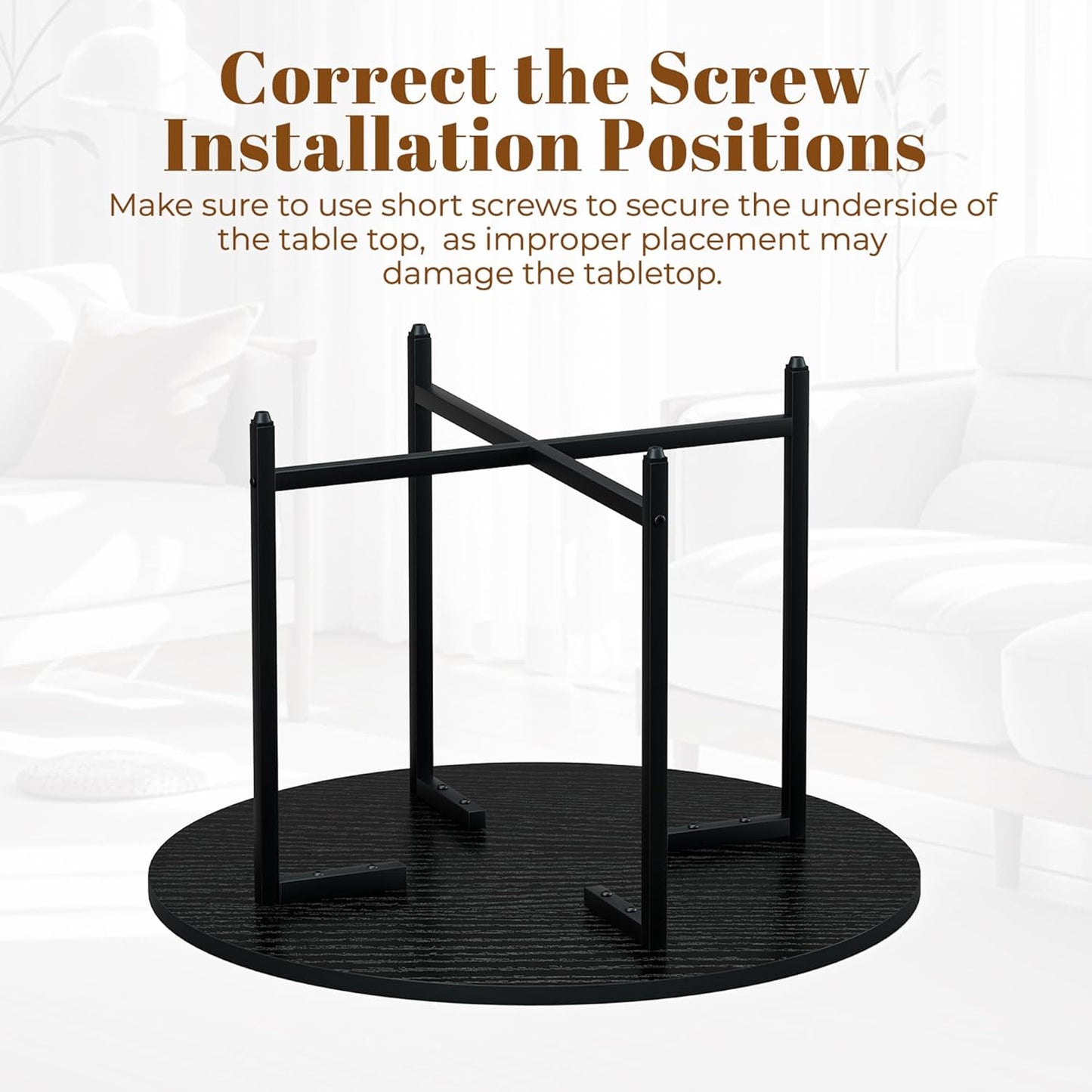 Round Coffee Table, Small Coffee Tables for Living Room, Wood Coffee Table with Metal Frame, Floor Table Desk for Sitting on The Floor, Home, Office, Farmhouse, Black (23.6" D x 17.7" H)