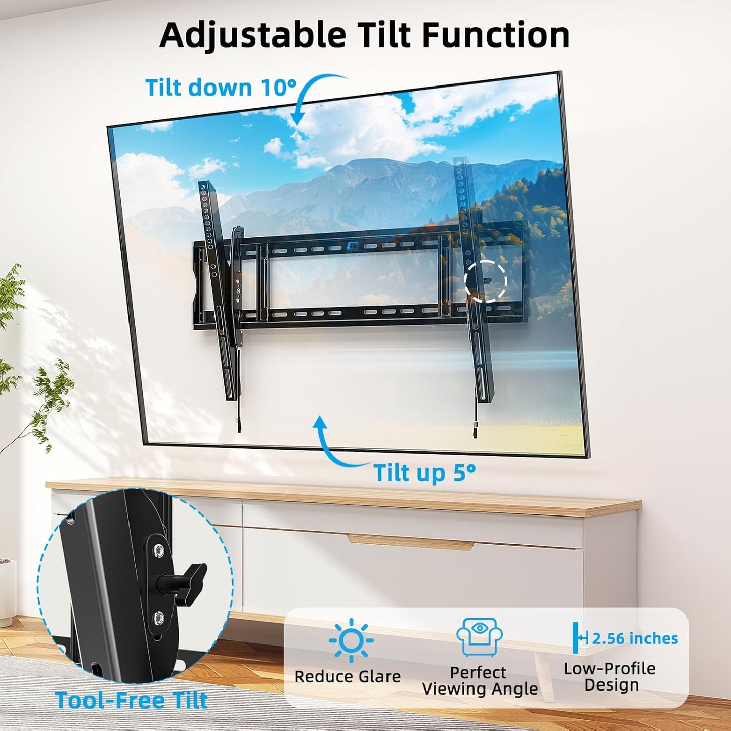 HOME VISION Heavy Duty TV Wall Mount for Large TVs 60-120 Inch, Tilting TV Wall Mount, Max VESA 900x600, Holds up to 220lb, Fits 16/18/24/32 Inch Studs