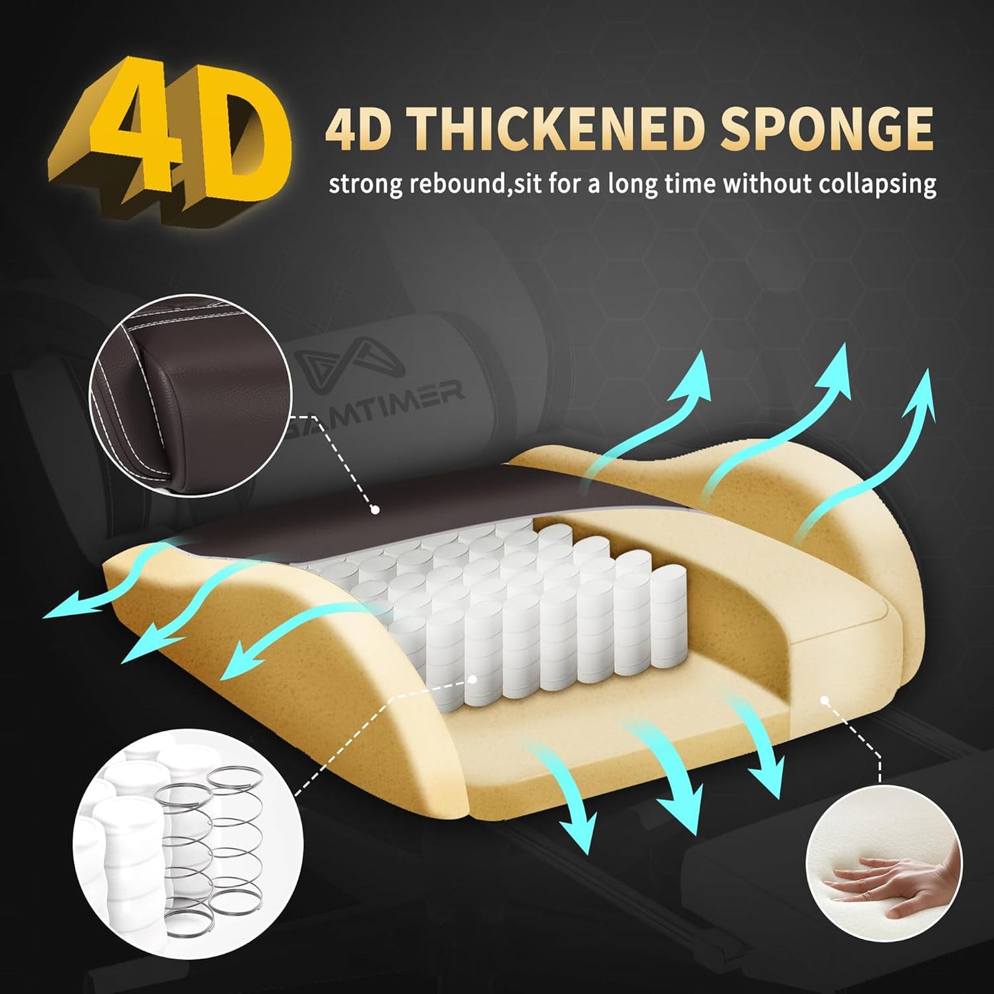 Gaming Chair, 400 lbs Adult Chair, High Back Computer Chair with Footrest and Linked Armrests, Office Video Game Chair with Lumbar Support (Brown)