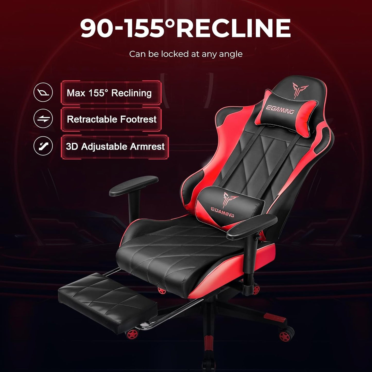 Gaming Chair with 3D Adjustable Armrests, Cow Print Design, Ergonomic Office Chair with High Back, Computer Chair with Footrest,Comfy Diamond Stitching Sest, Game Chair for Adults