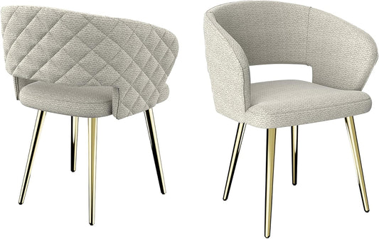 Ottomanson Dining Chair, Set of 2, Beige/Gold