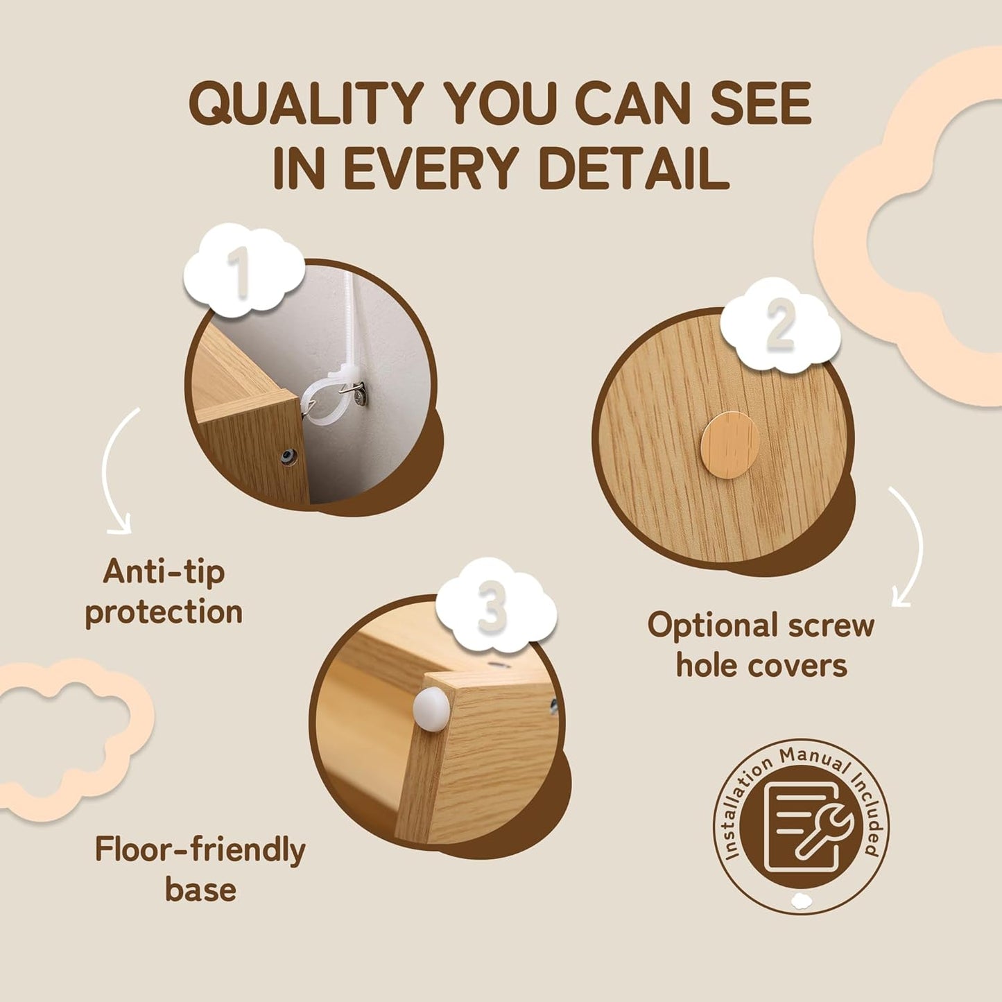 TOETOL 4-Tier Kids Bookshelf - Toddler Book Display Shelves for Classrooms, Playrooms, and Nursery - Wooden Children Book Rack (Natural)