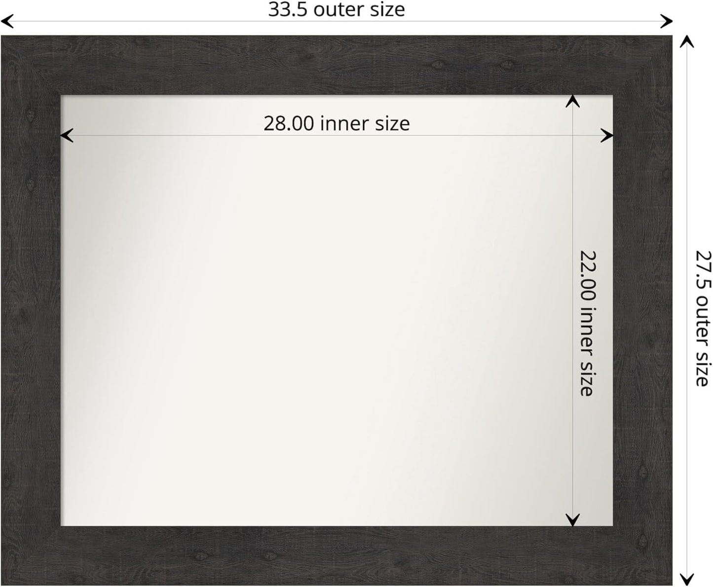 Amanti Art White Bathroom Mirror for Over Sink, 28x34 Ridge White Rectangle Vanity Mirror, Large Traditional Frame, Hangs Horizonally and Vertically, Bathroom Wall Decor, Non-Beveled Edge from WI, USA