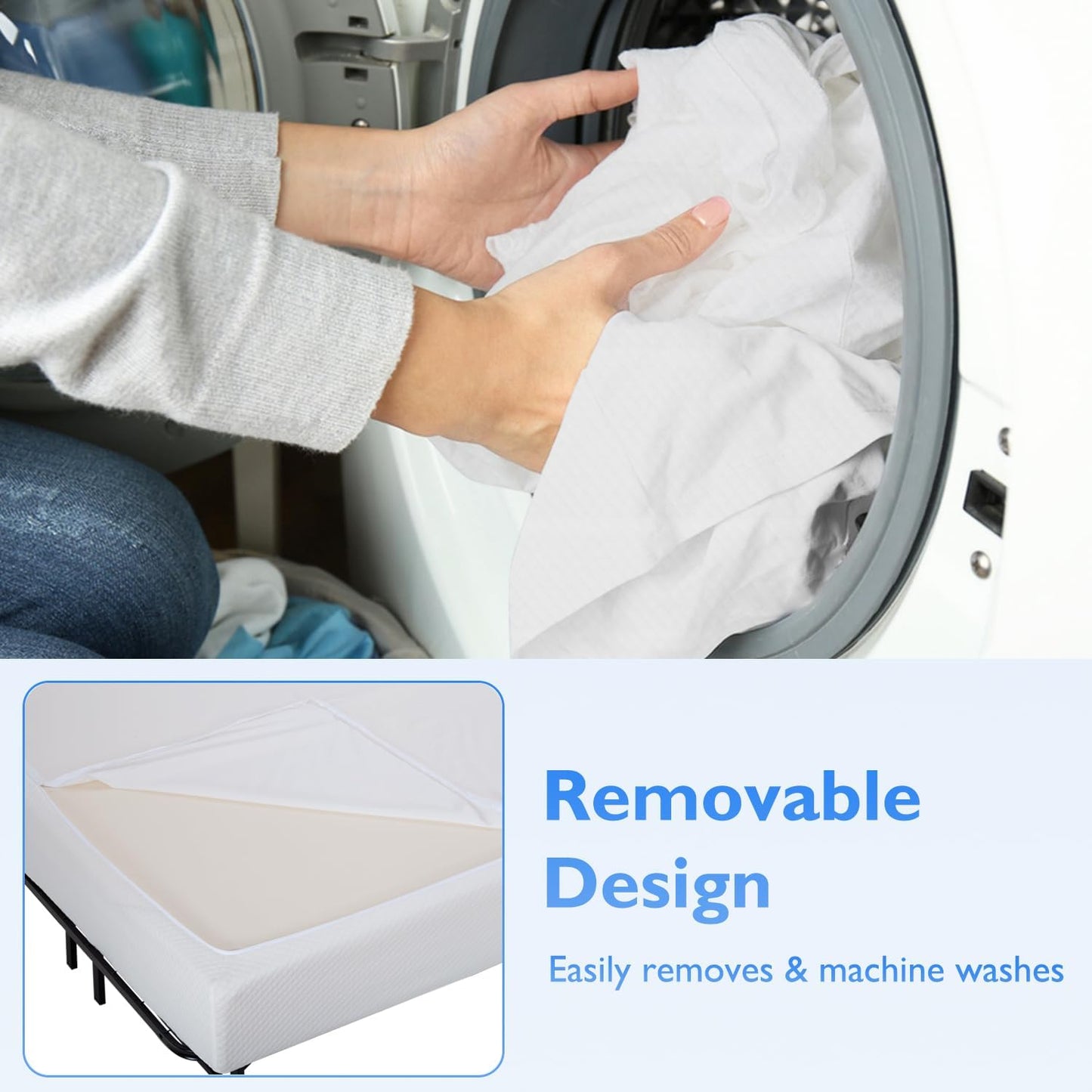 FDW | 5 Inch Twin XL Mattress | Medium Firm | Gel Memory Foam Mattress | White | Bed in a Box, CertiPUR-US Certified | Pressure Relief, Cooling Ventilated Foam | Washable Removable Cover