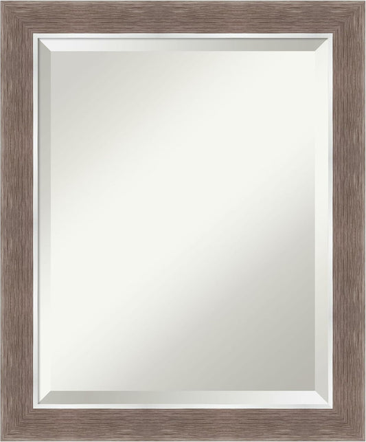 Amanti Art Brown Wall Mirror 24x20 Noble Mocha Rectangle Bathroom Mirror for Wall Decor Living Room, Small Casual Frame, Hangs Horizonally and Vertically, Bathroom Decor, Beveled Edge from WI, USA