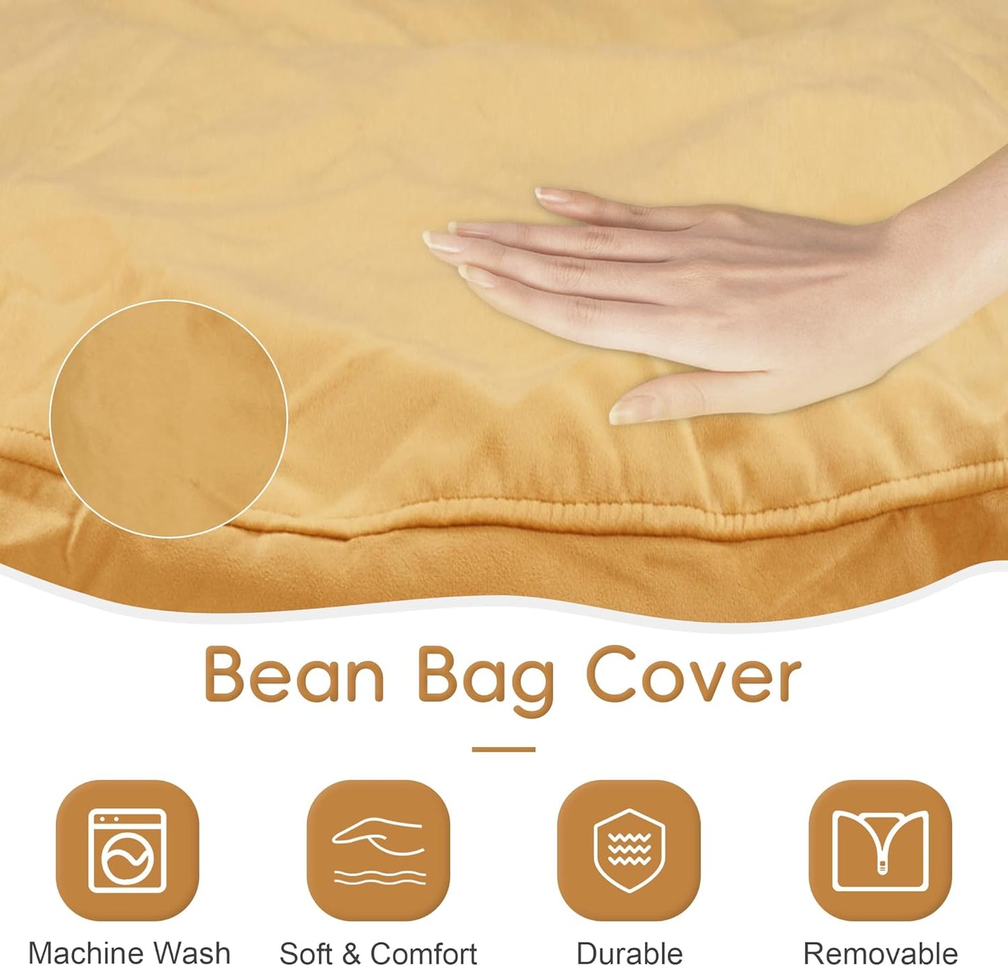 HABUTWAY Bean Bag Chair 3Ft Luxurious Velvet Ultra Soft Fur with High Rebound Memory Foam Bean Bag Chairs for Adults Plush Lazy Sofa with Fluffy Removable Sponge 3' (Mustard)