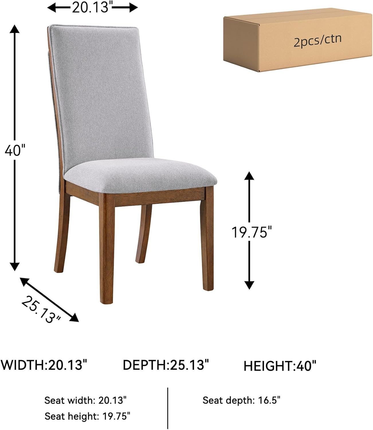 Signature Design by Ashley Lyncott Contemporary Upholstered Armless Dining Chair with Cutout Handle, Set of 2, Beige & Light Brown