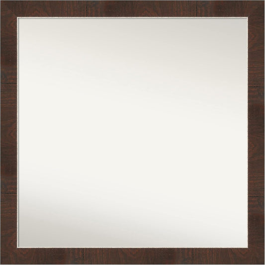 Amanti Art Brown Bathroom Mirror for Over Sink, 29x29 Wildwood Brown Narrow Square Vanity Mirror, Large Country Rustic Frame, Hangs Horizonally and Vertically, Bathroom Wall Decor, Non-Beveled Edge