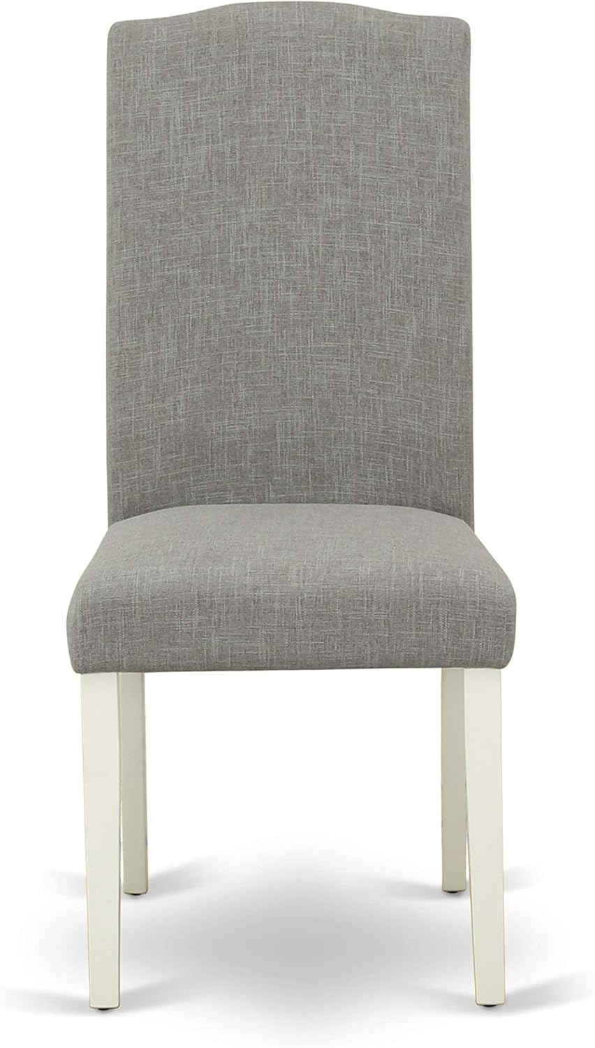 East West Furniture OXEN5-LWH-06 5 Piece Modern Dining Table Set Includes a Square Wooden Table and 4 Dark Shitake Linen Fabric Upholstered Parson Chairs, 36x36 Inch, Linen White