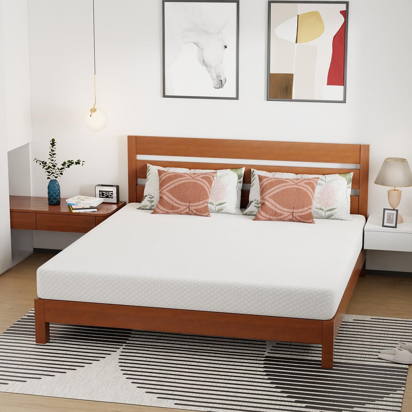 FDW | 8 Inch King Mattress | Medium Firm | Gel Memory Foam Mattress | White | Bed in a Box, CertiPUR-US Certified | Pressure Relief, Cooling Ventilated Foam | Washable Removable Cover