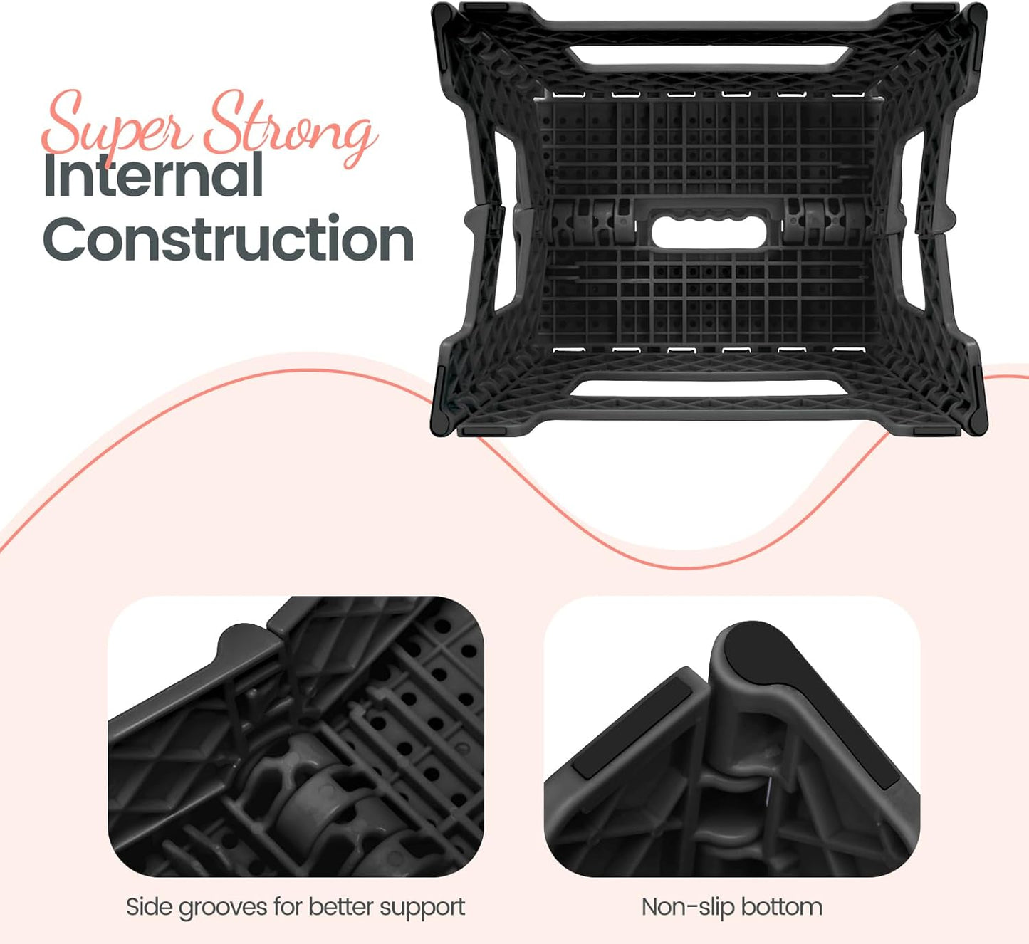 Delxo Folding Step Stool 9 Inch Non-Slip Foldable Stools Up to 300 LBS Kitchen Collapsible Fold Up Stepping Stool with Dotted 1 Pack Black