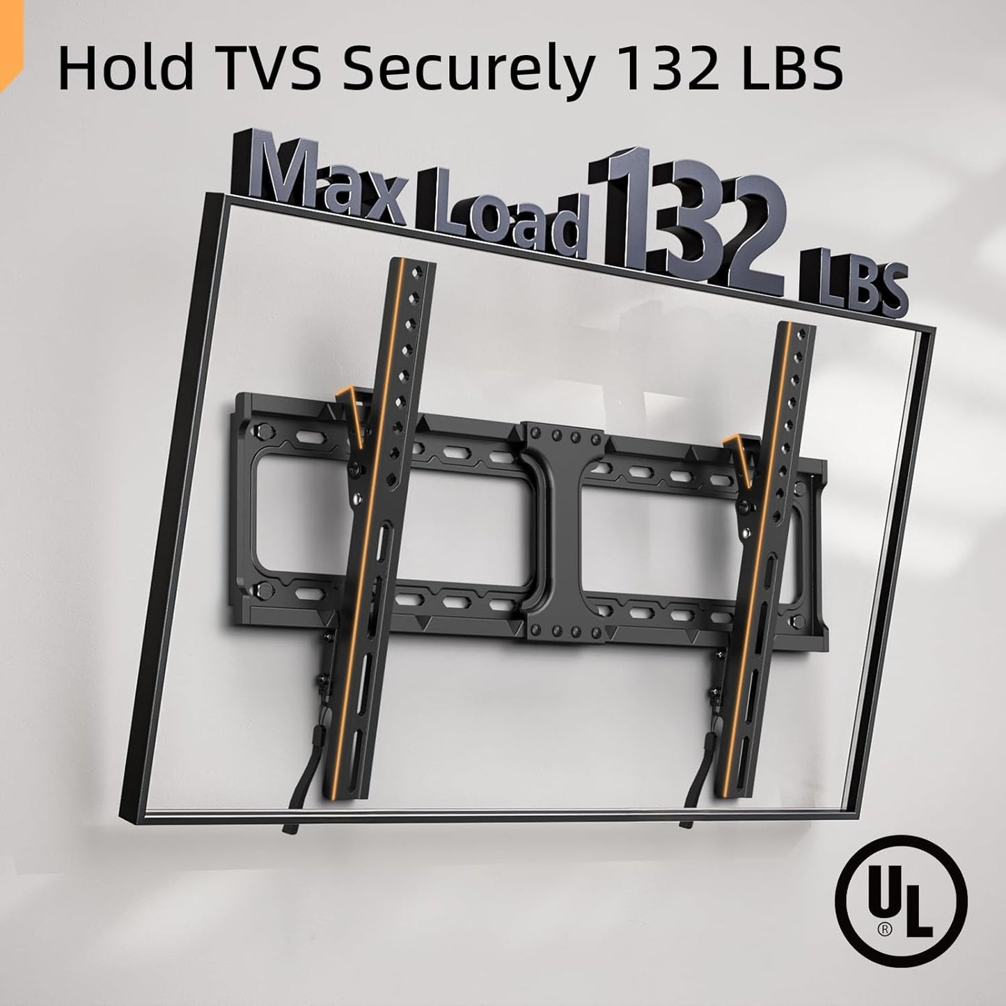 IWORKBORAD 55 65 75 85 inch Low Profile TV Wall Mount for 32-90 '' TVs, Tilt TV Mount Bracket, Safe Lock & Quick Release, Max VESA 600x400mm, 24 inch Studs,132 lbs, Fit Most 55+ 75+ 85+ 86 TVs