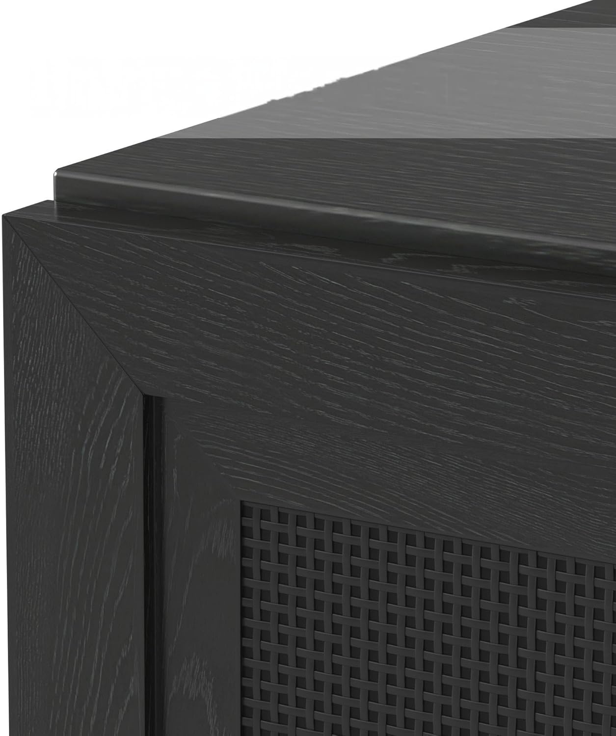 Buffet Cabinet, 4-Doors Sideboard Cabinet with Rattan Panels, Buffet Console Accent Table for Hallway Entryway Dining Room, 72", Black