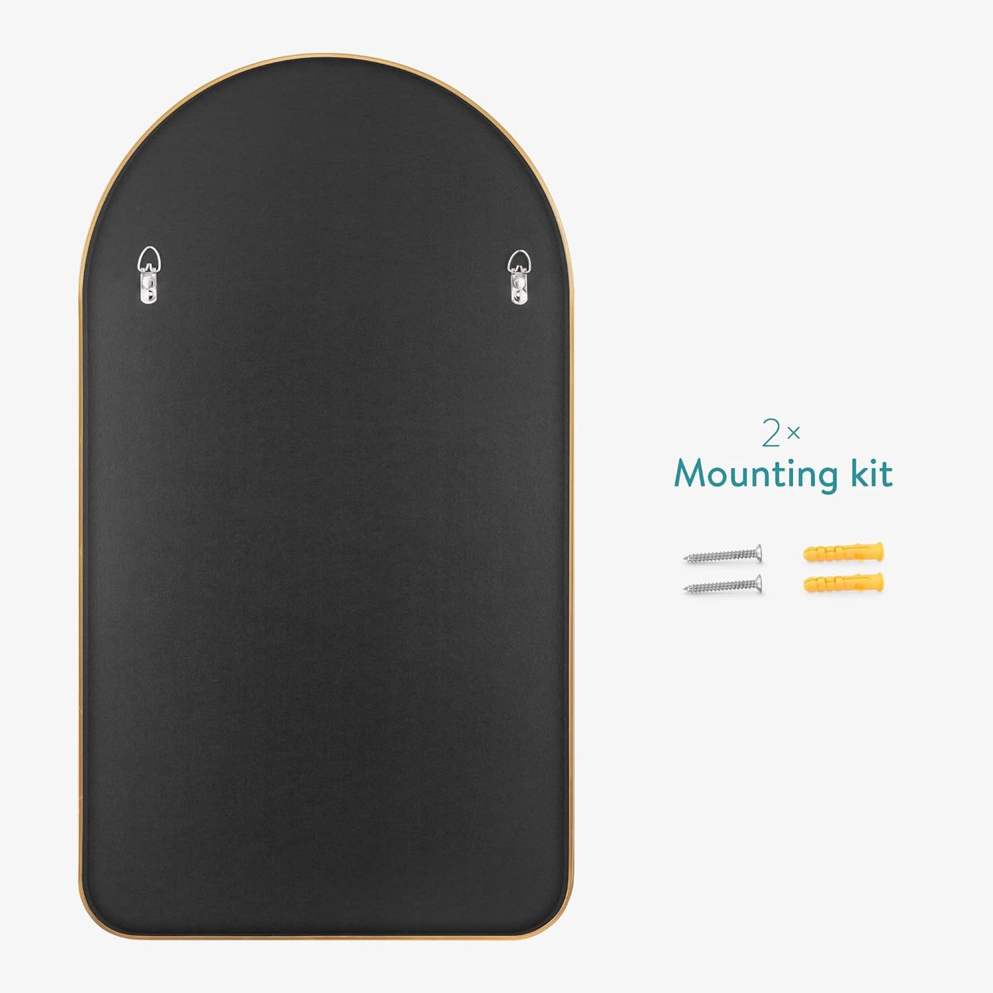 Navaris Arched Wall Mirror - Golden Arch Framed Mirror - 17.7"x31.5" Wall-Mounted Mirror with Gold Aluminum Alloy Frame for Living Room Bathroom Hall