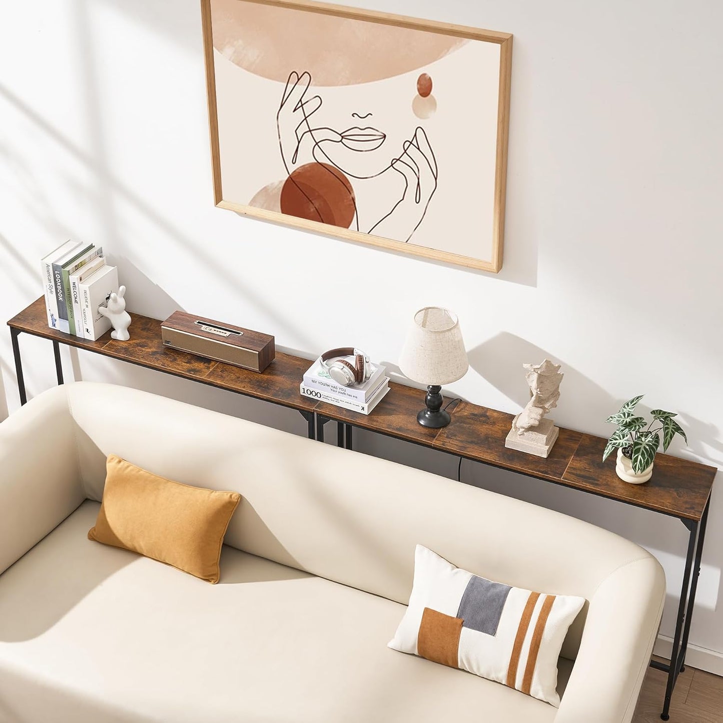 Console Table, Narrow Entryway Table, Thin Sofa Table, Behind Couch Table,for Hallway, Bedroom, Living Room, Foyer, 9.4 x 47.2 x 31.5 Inches, Rustic Brown