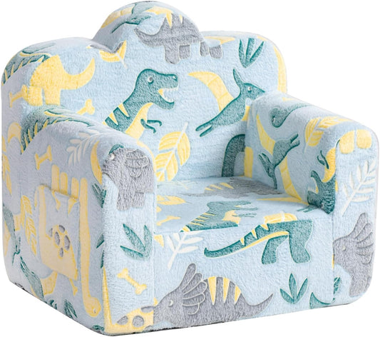 Tiita Kids Couch Plush Toddler Chair, Cloud-Like Glow in The Dark Kids Sofa Toddler Reading Chair with Washable Cover Carrying Handle, Convertible Children Sofa Chair for Girls and Boys