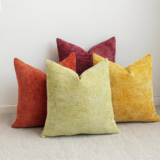 LANANAS Neutral Decorative Throw Pillow Covers 18x18 Inch for Living Room Couch Bed Sofa Farmhouse Boho Home Decor Set of 4 Soft Corduroy Accent Luxury Cushion Cases (Orange Green, 18x18)