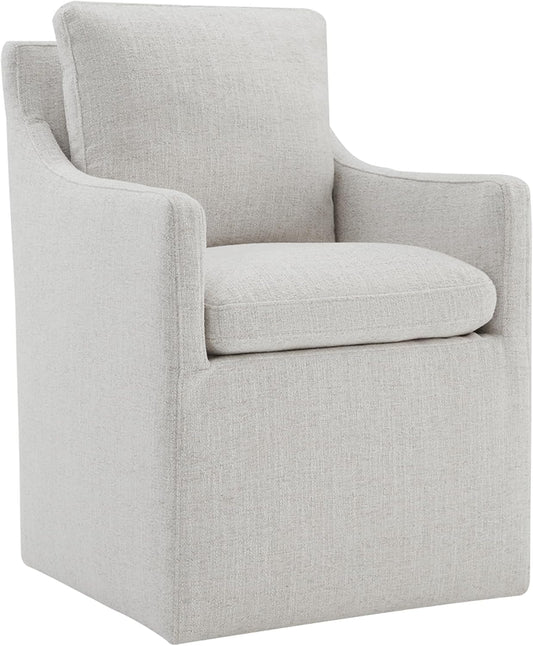 Upholstered Dining Chairs with Casters Modern Accent Armchair with Rollers for Diningroom Bedroom Livingroom Reading Room