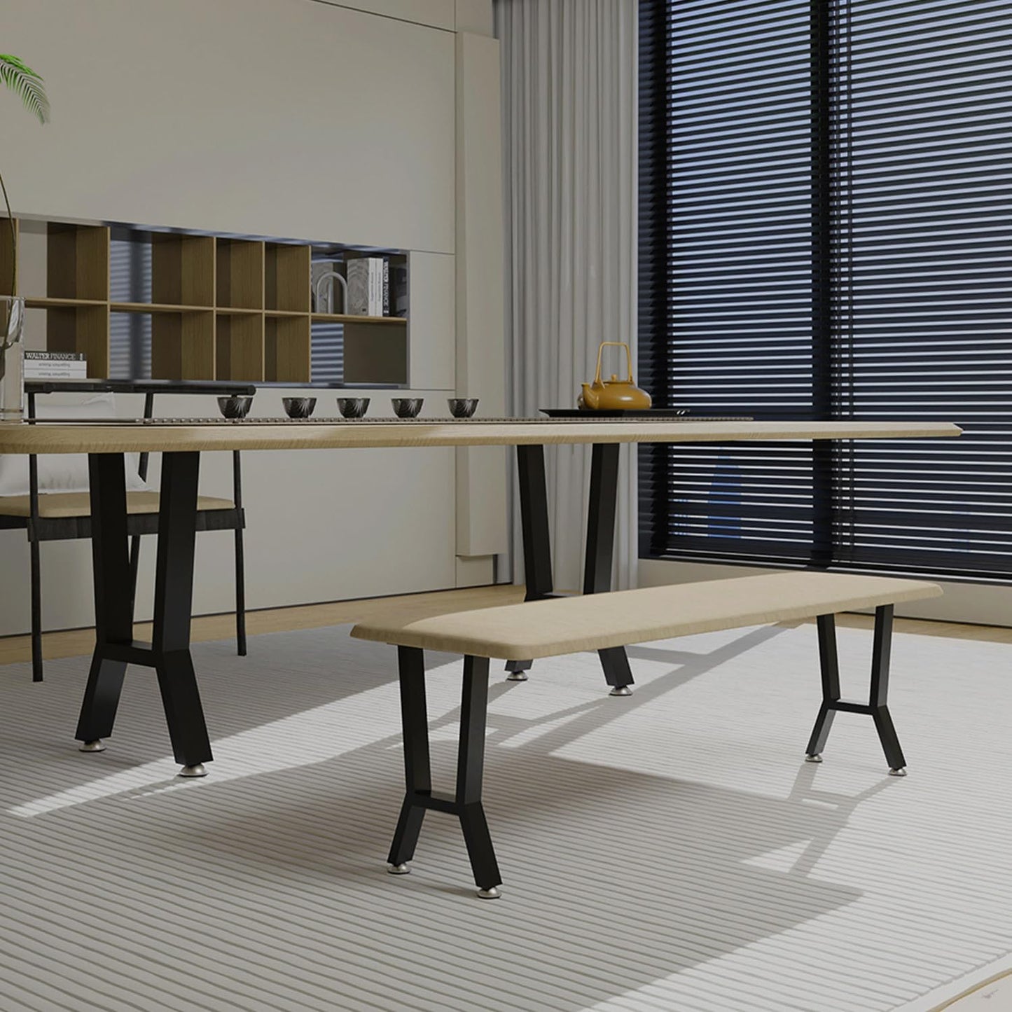 Bench Legs,Coffee Table Legs 15-Inch, Black Metal End Table Legs,Iron Desk Legs for Table,Heavy-Duty Furniture Legs,Patas para Mesa,Easy Install with Adjustable Feet,DIY Legs (H Shape,2 Pcs)