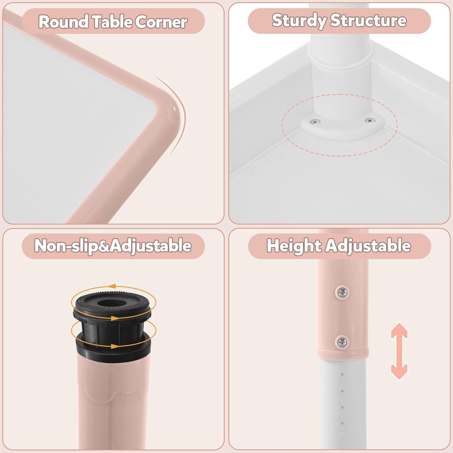 Adjustable Kids Table & Chairs Set for Ages 3-8 | 31.5"x23.6" Easy-Clean Activity Table | Meets ASTM/CPSC Standards for Daycare, Homeschool & Playroom (Pink, 2 Chairs)