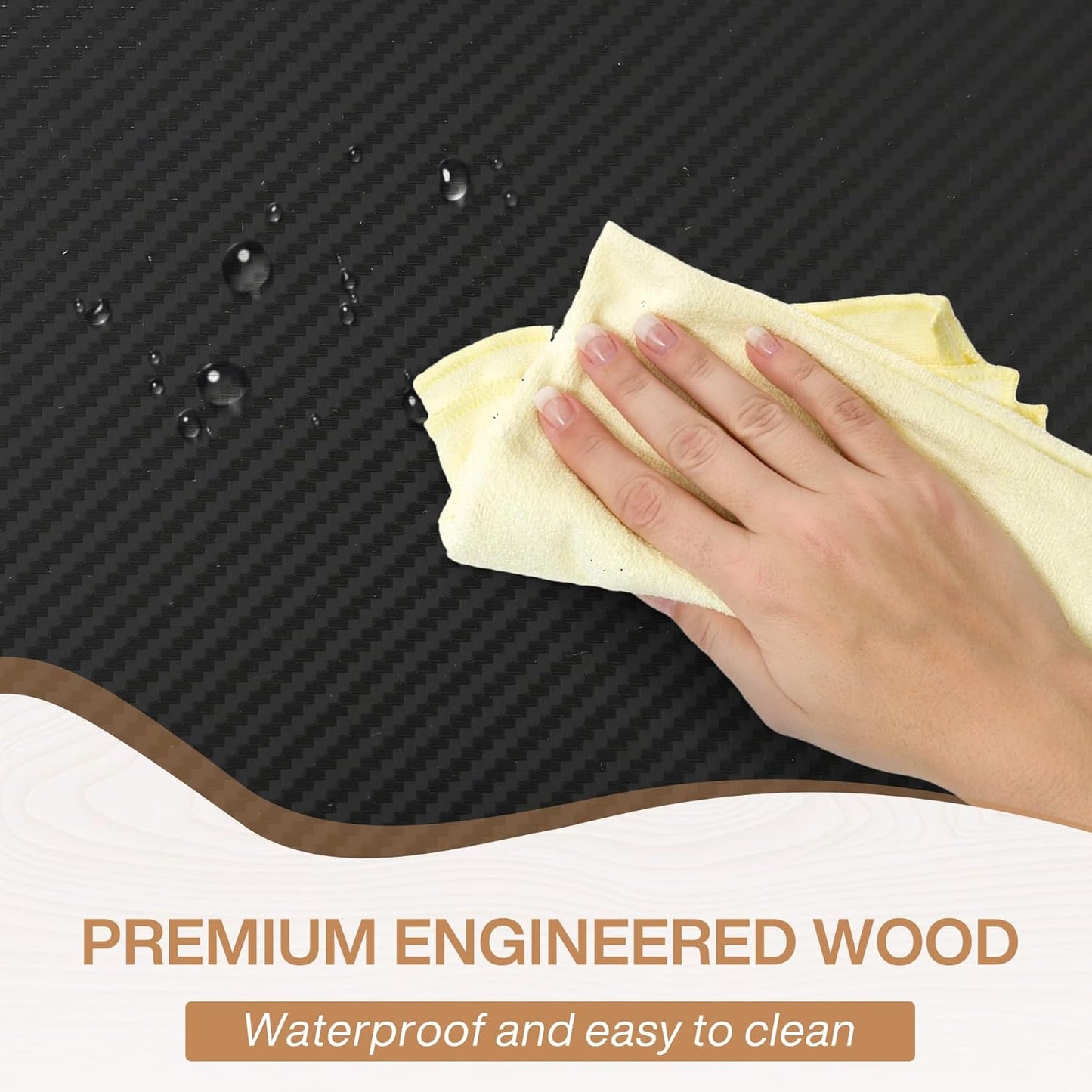 Tribesigns Farmhouse Dining Table for 6 People, 70.8-Inch Rectangular Wood Dining Table, Rustic Kitchen Table with Heavy Duty Metal Legs for Dining Room (Matte Black, 70.8-Inch)