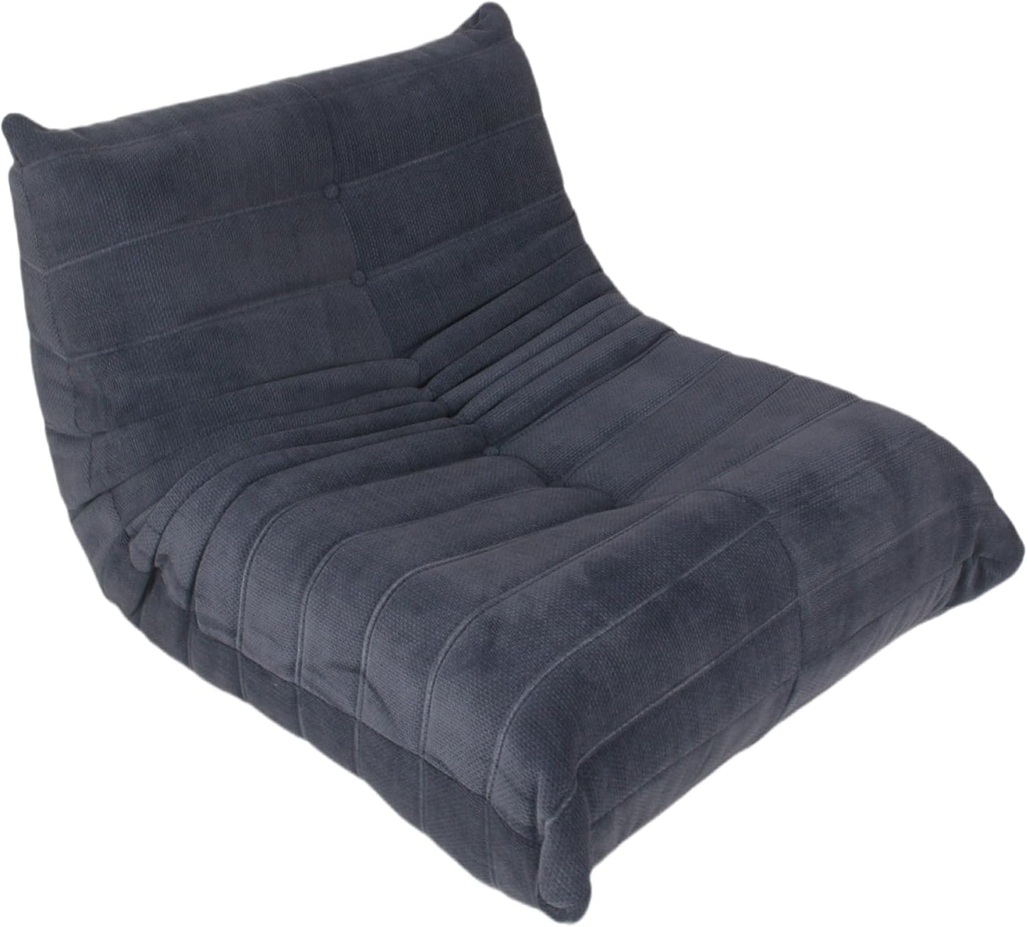 Bean Bag Chair - Memory Foam Bean Bag Chair for Adults, Comfy High-Resilience Single Sofa, Small Space Floor Chair, Chaise Lounge for Living Room, Bedroom (Dark Blue, Wrinkles)