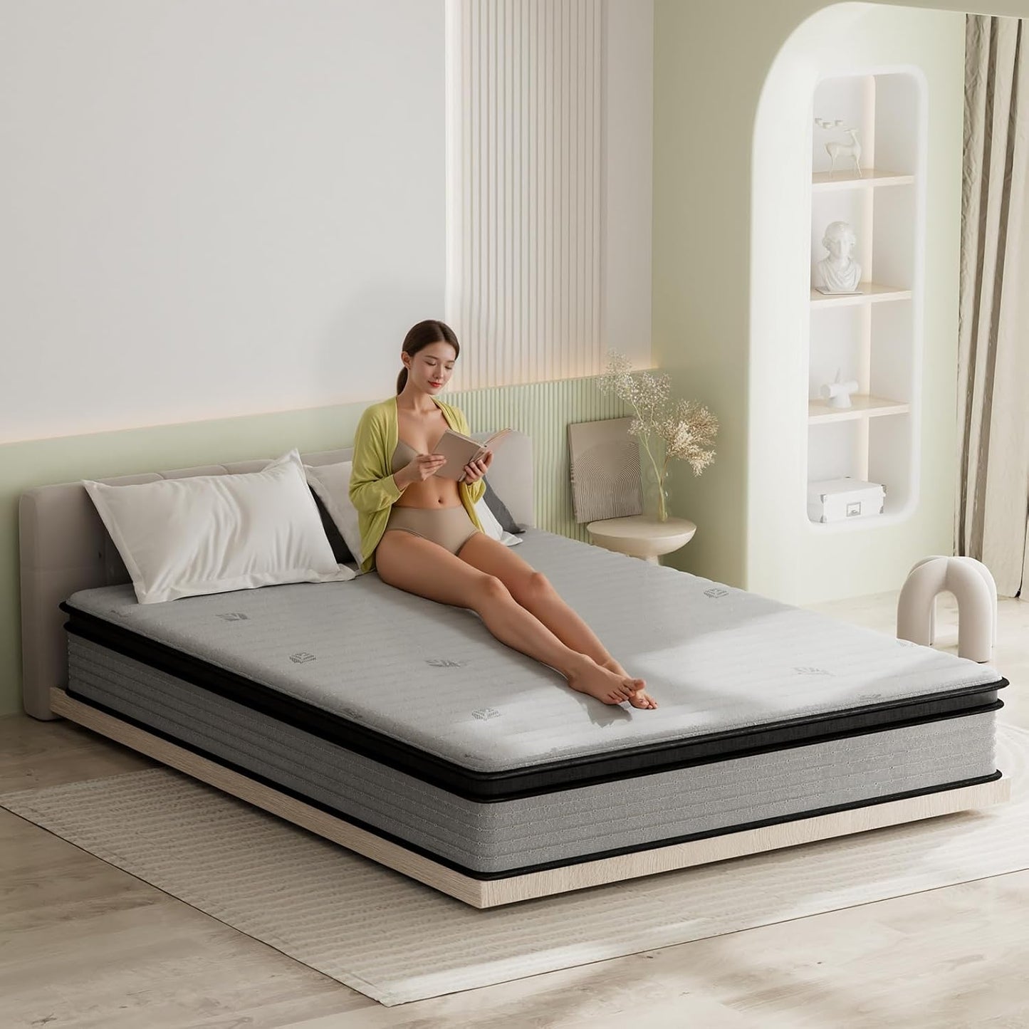 Queen Mattress 12inch in a Box,Memory Foam Hybrid Mattress with Pocket Springs and Zoned Support for Back & Lumbar Pressure Relief,Motion Isolation and Edge Support -CertiPUR-US(12 Inch,Queen)