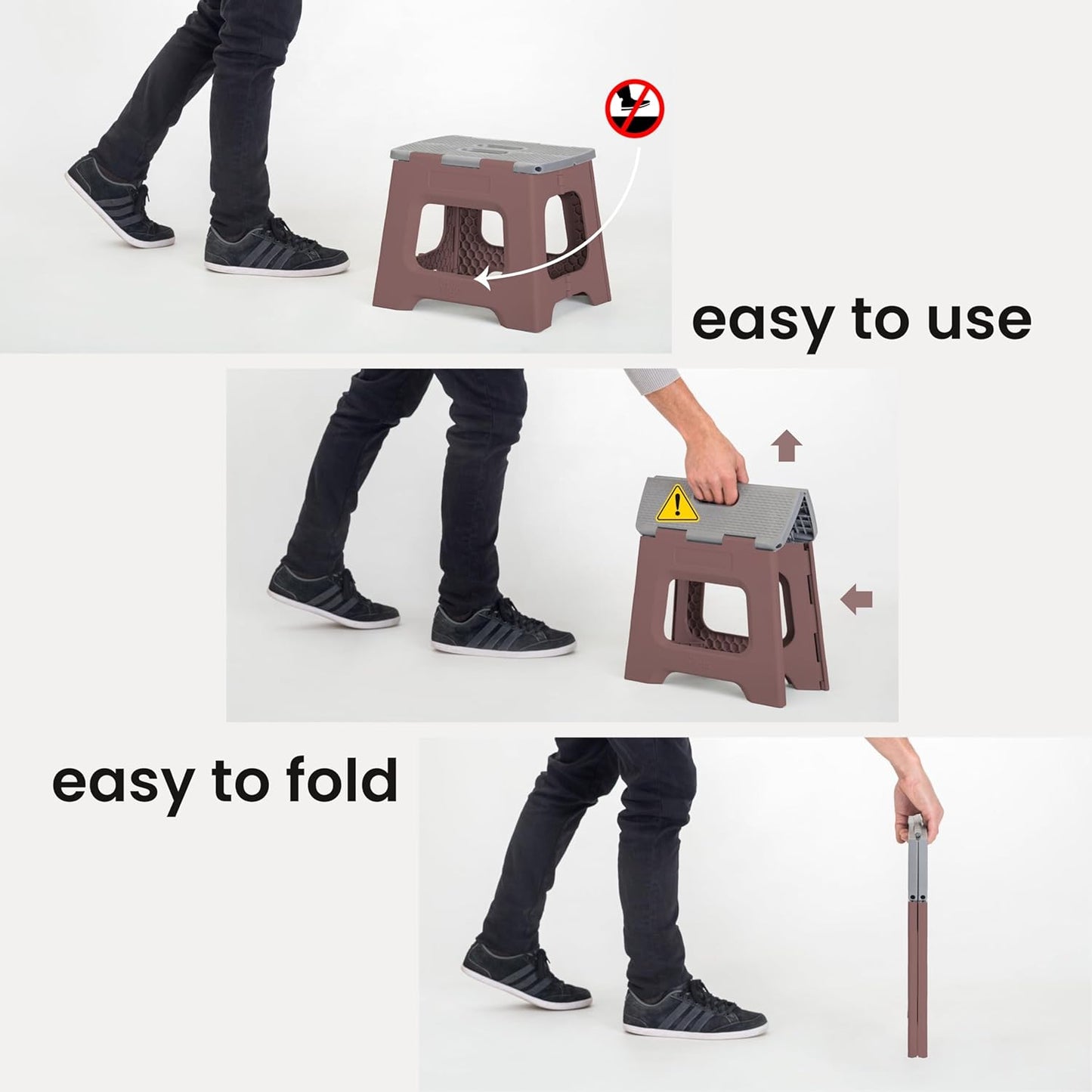 Vigar Compact Step Stool Foldable, 10-1/2-inch Step Stools for Adults up to 330 Pound, Lightweight Stool, Non-Slip Folding Step Stool, Raisin in the Sun﻿