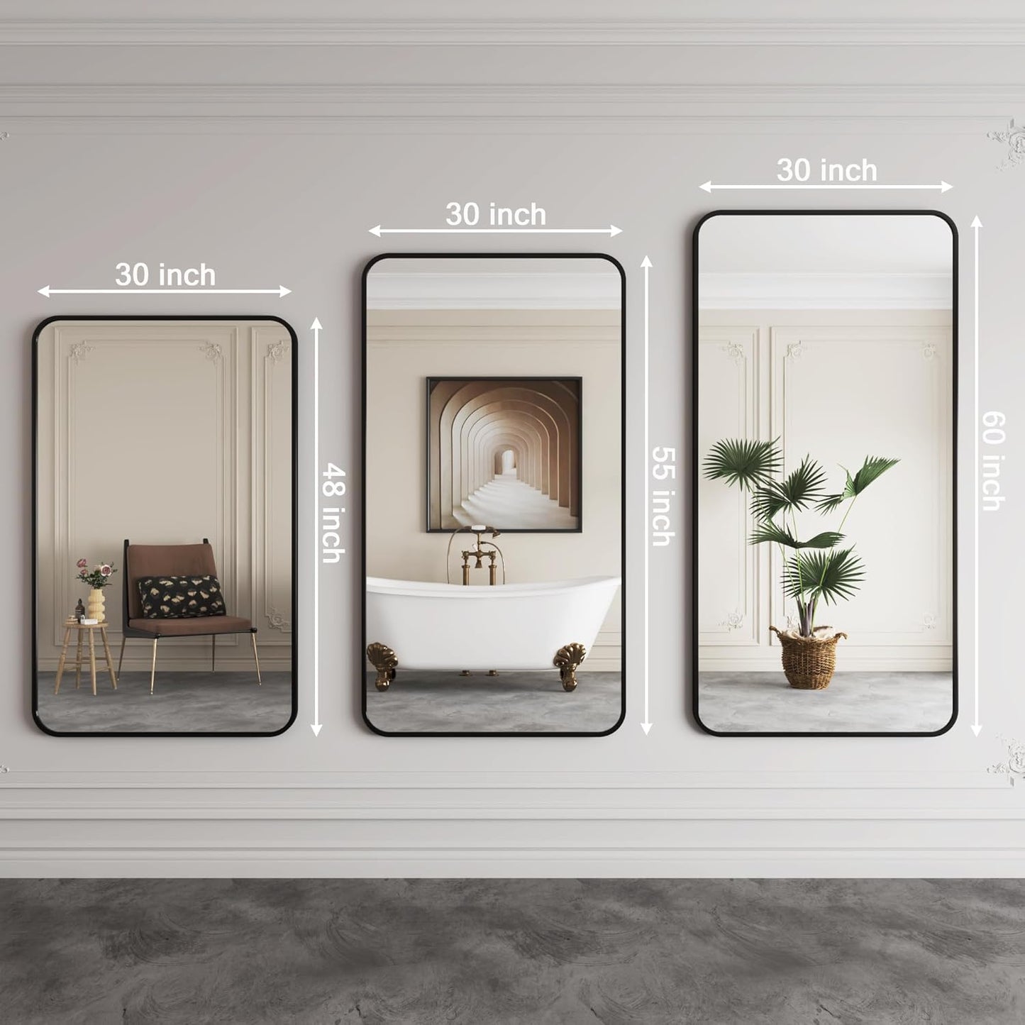 Rectangle Mirrors,30x48 Black Bathroom Mirror, Espejo para baño,Bathroom Vanity Mirror,Restroom Mirror,Wall Mirror for Bathroom