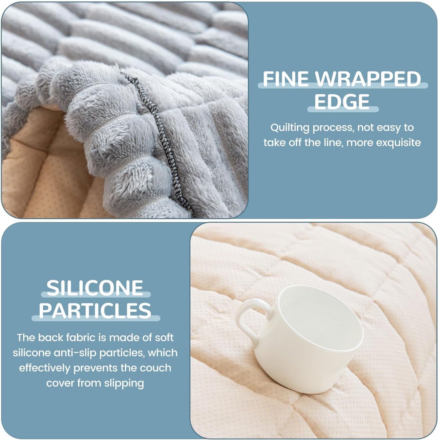 OTOB Couch Cover for Dogs Washable, Non Slip Plush Fuzzy Sofa Covers for 3 Cushion Couch Pet Friendly, Soft All Seasons Sofa Slipcover Cozy Furniture Protector (Gray, 31.5" x 82.7")