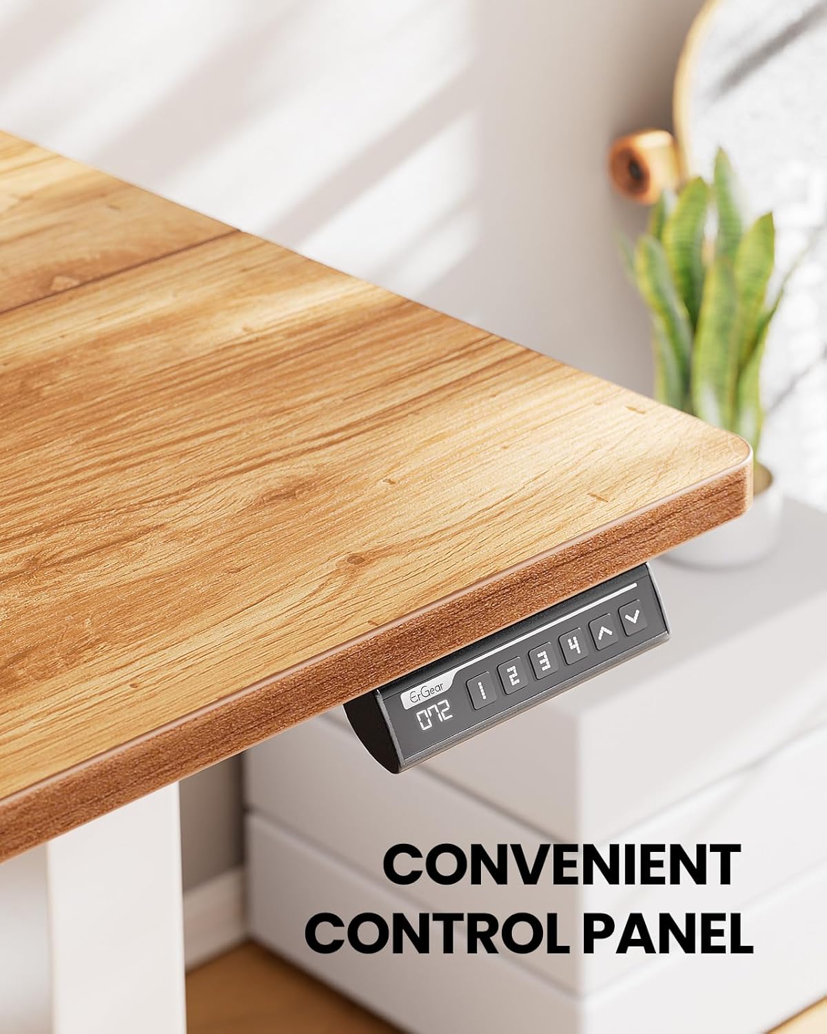 ErGear Height Adjustable Electric Standing Desk, 40 x 24 Inches Sit Stand up Desk, Small Memory Computer Home Office Desk with Two-Piece Desktop (Light Vintage Brown)