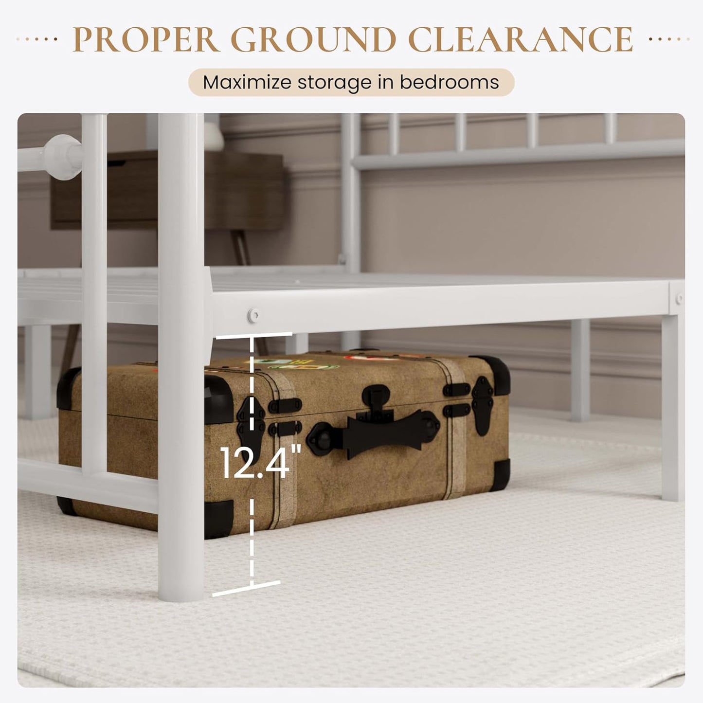 SHA CERLIN 14'' Full Size Metal Platform Bed Frame/Victorian Headboard and Footboard/Steel Slats Mattress Foundation for Storage/No Box Spring Needed/Noise Free/White