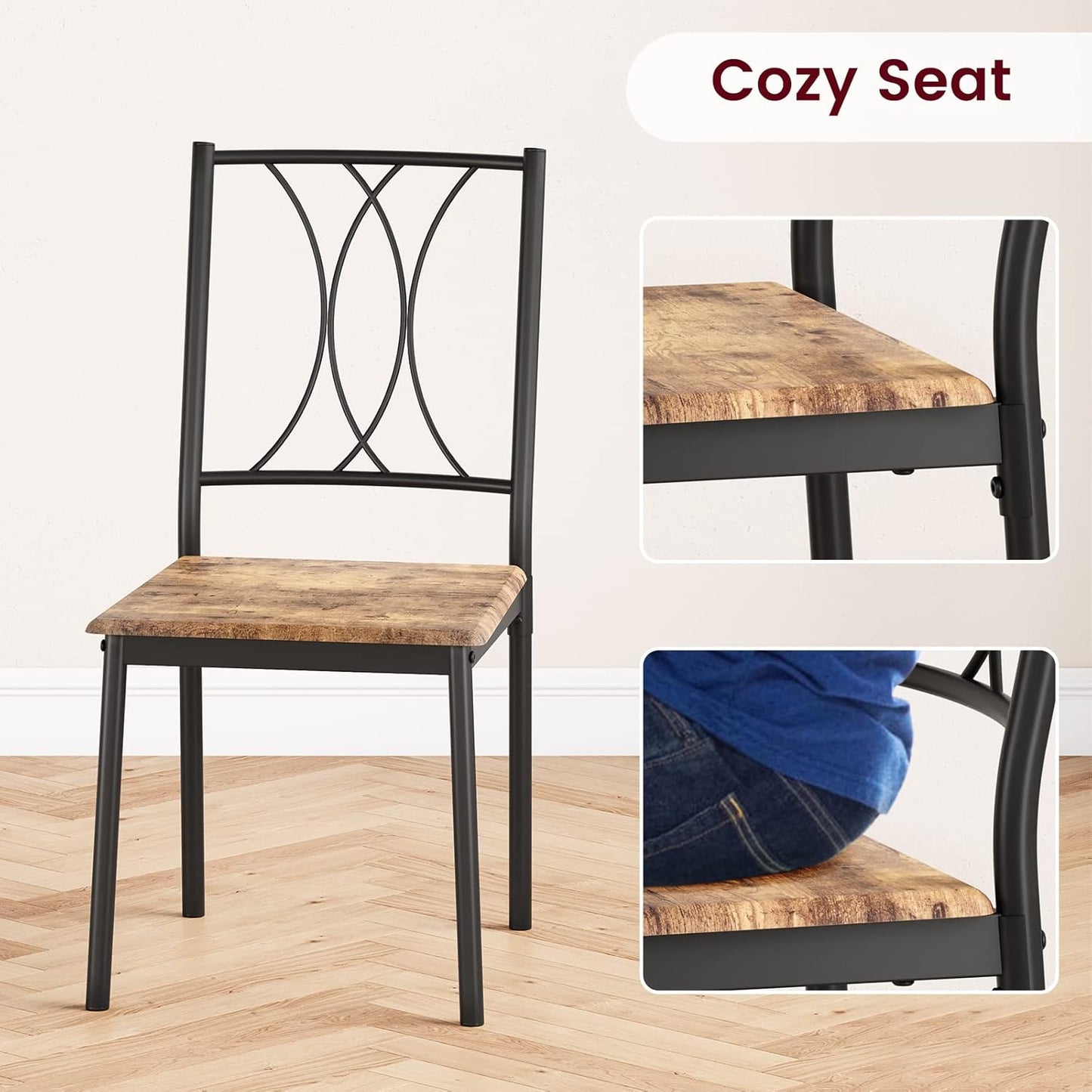 GAOMON Dining Table Set for 4, Rectangle Kitchen Table with 4 Wood Chairs Set for 4, 5-Piece Compact Apartment Kitchen & Dining Room Set Furniture for Small Spaces, Space-Saving, Rustic Brown