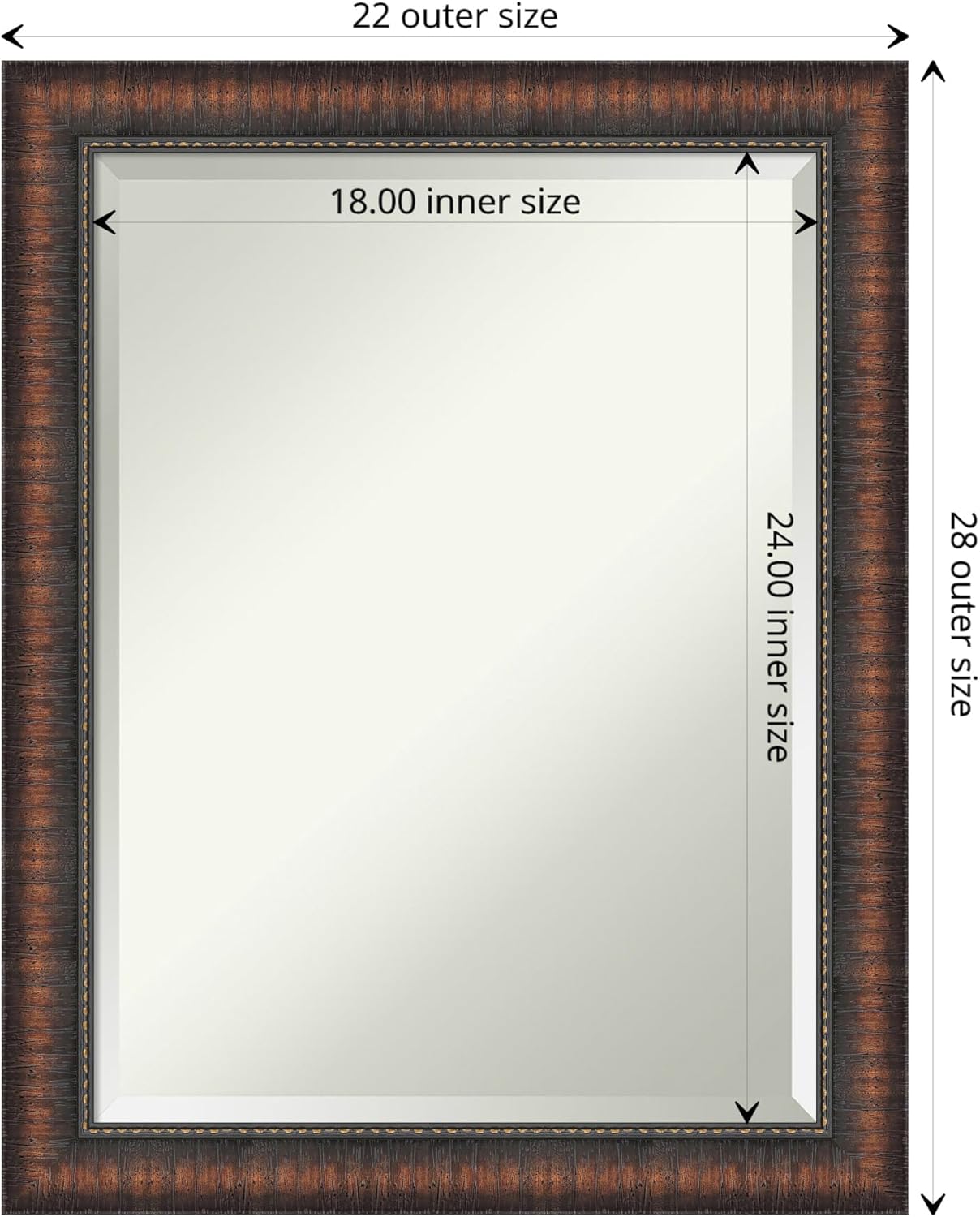Amanti Art Brown Bathroom Mirror for Over Sink, 28x22 Caleb Brown Rectangle Vanity Mirror, Medium Rustic Farmhouse Frame, Hangs Horizonally and Vertically, Bathroom Wall Decor, Beveled Edge