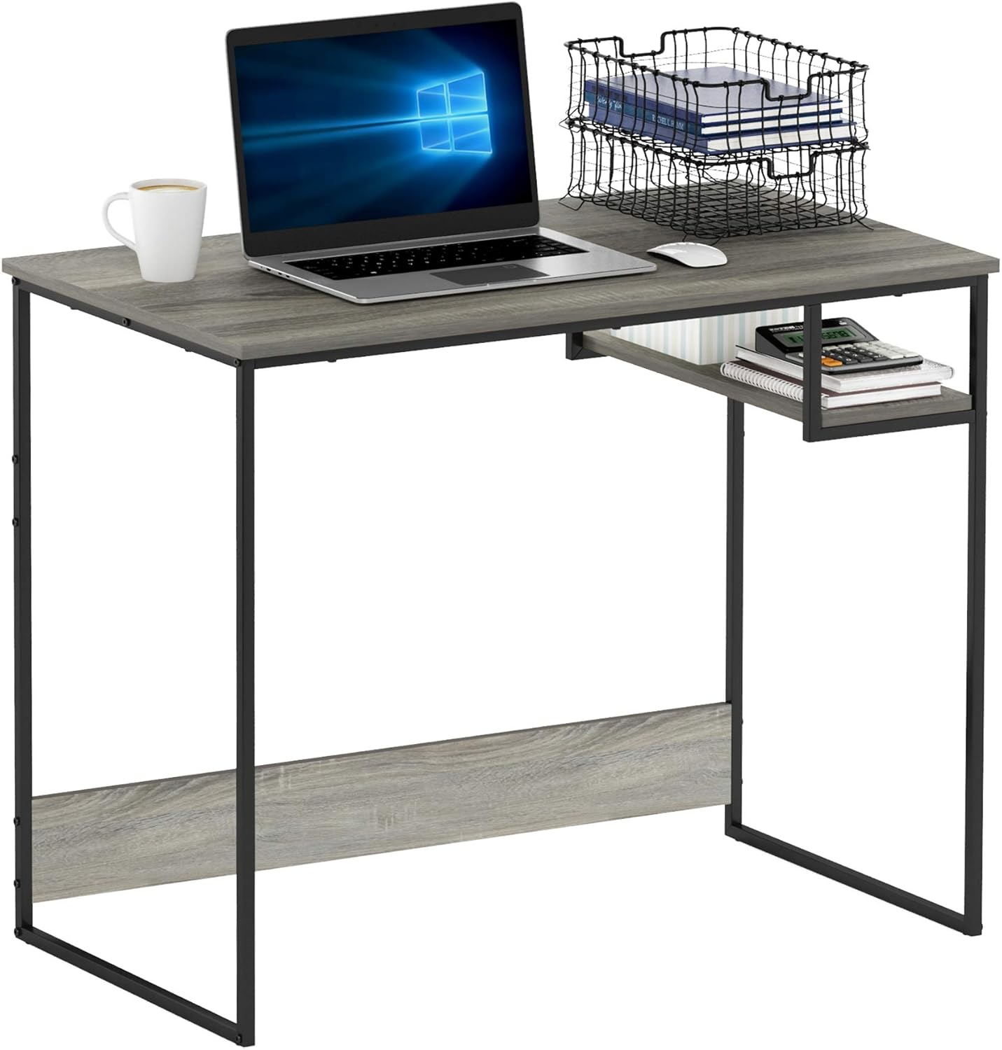 Furinno Moretti Lifestyle Study Desk, 35 Inches, French Oak Grey