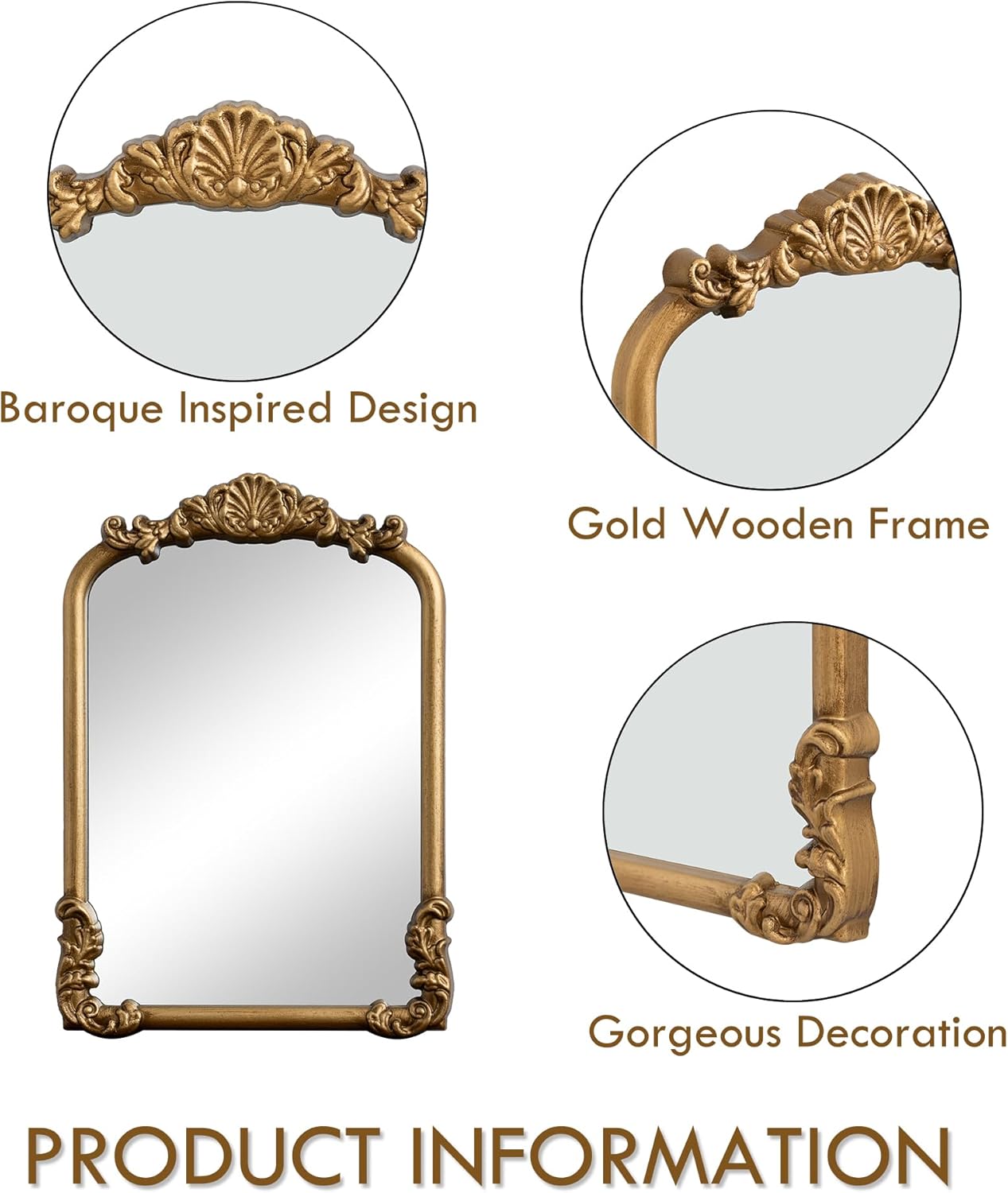 Vintage Vanity Mirror Small Gold Makeup Desk Mirror with Stand Antique Traditional Arched Table Mirror 8.5x12 for Countertop Tabletop Living Room Bedroom Bathroom