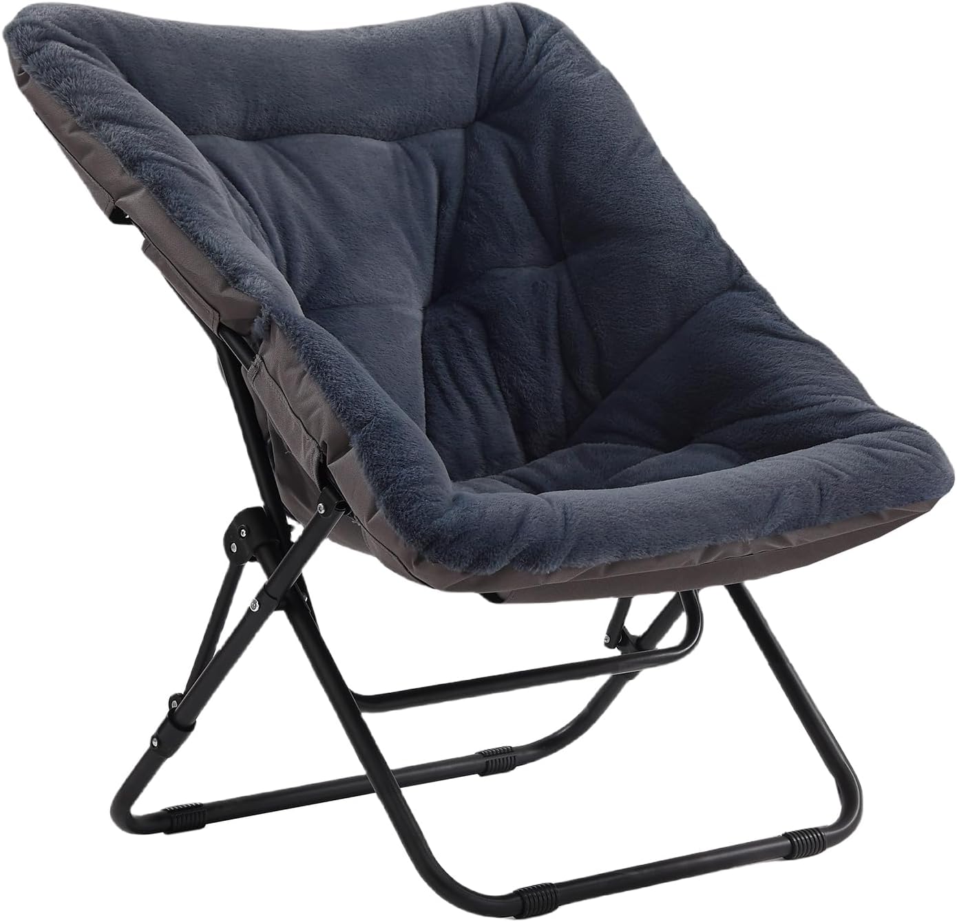 Tiita Comfy Folded Chair, Soft Faux Fur Oversized Folding Accent Chair, Lounge Lazy Chair for Kids Teens Adults, Metal Frame Moon Chair for Bedroom, Living Room, Dorm Rooms