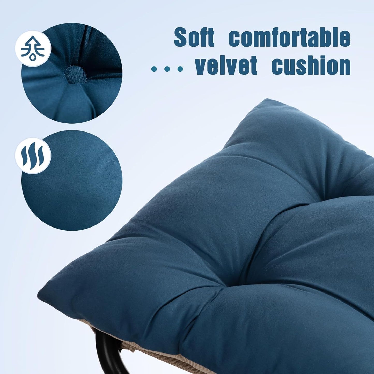 HollyHOME 15"(H) Folding Footrest Stool, Upholstered Small Foldable Ottoman, Accent Padded Sofa Foot Stool for Lazy Chair, Metal Frame Portable Foot Rest Ottoman for Living Room, Bedroom, Royal Blue